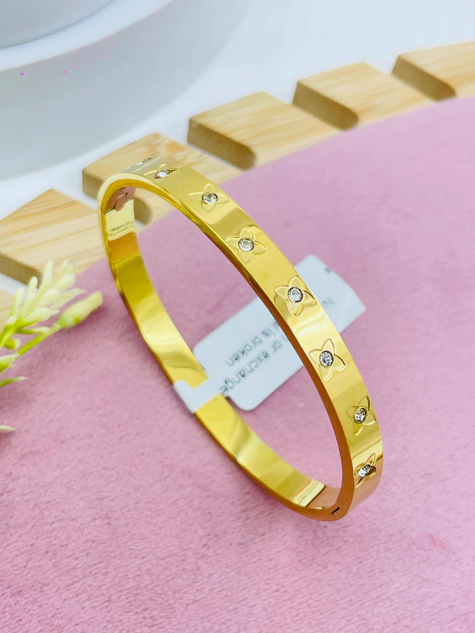 Elegant GoldPlated Bracelet with Diamond Accents