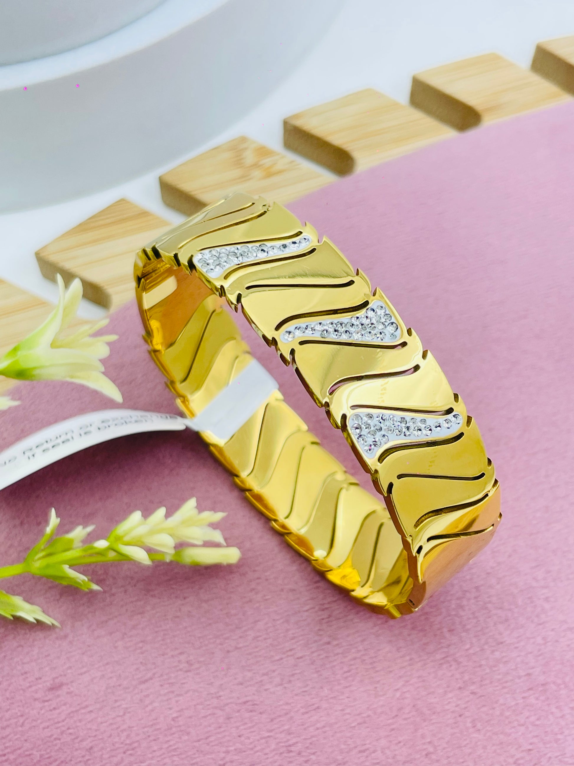 Elegant Gold and Diamond Bangle  Stylish Jewelry