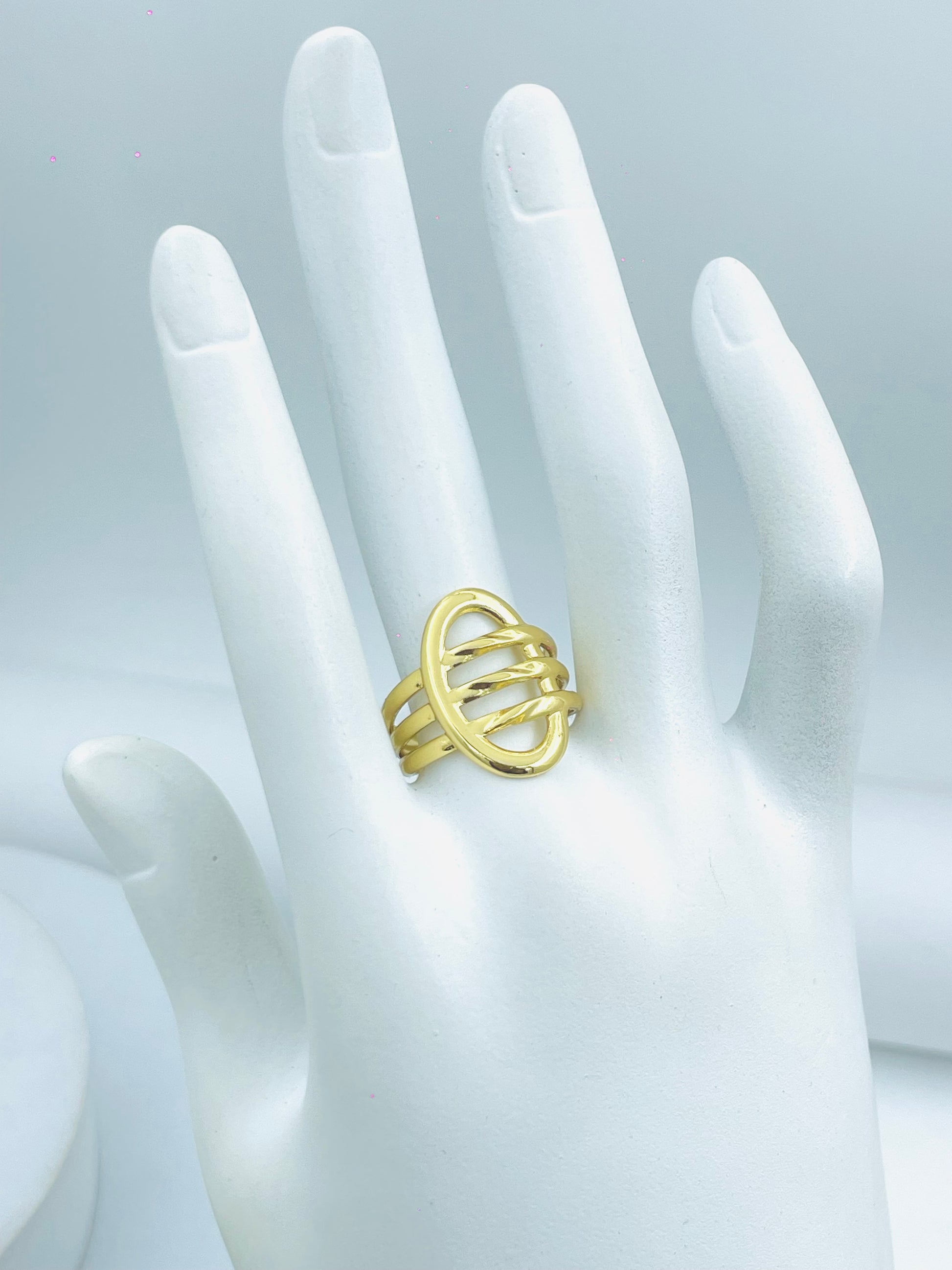 Elegant Gold Plated Triple Band Ring for Women