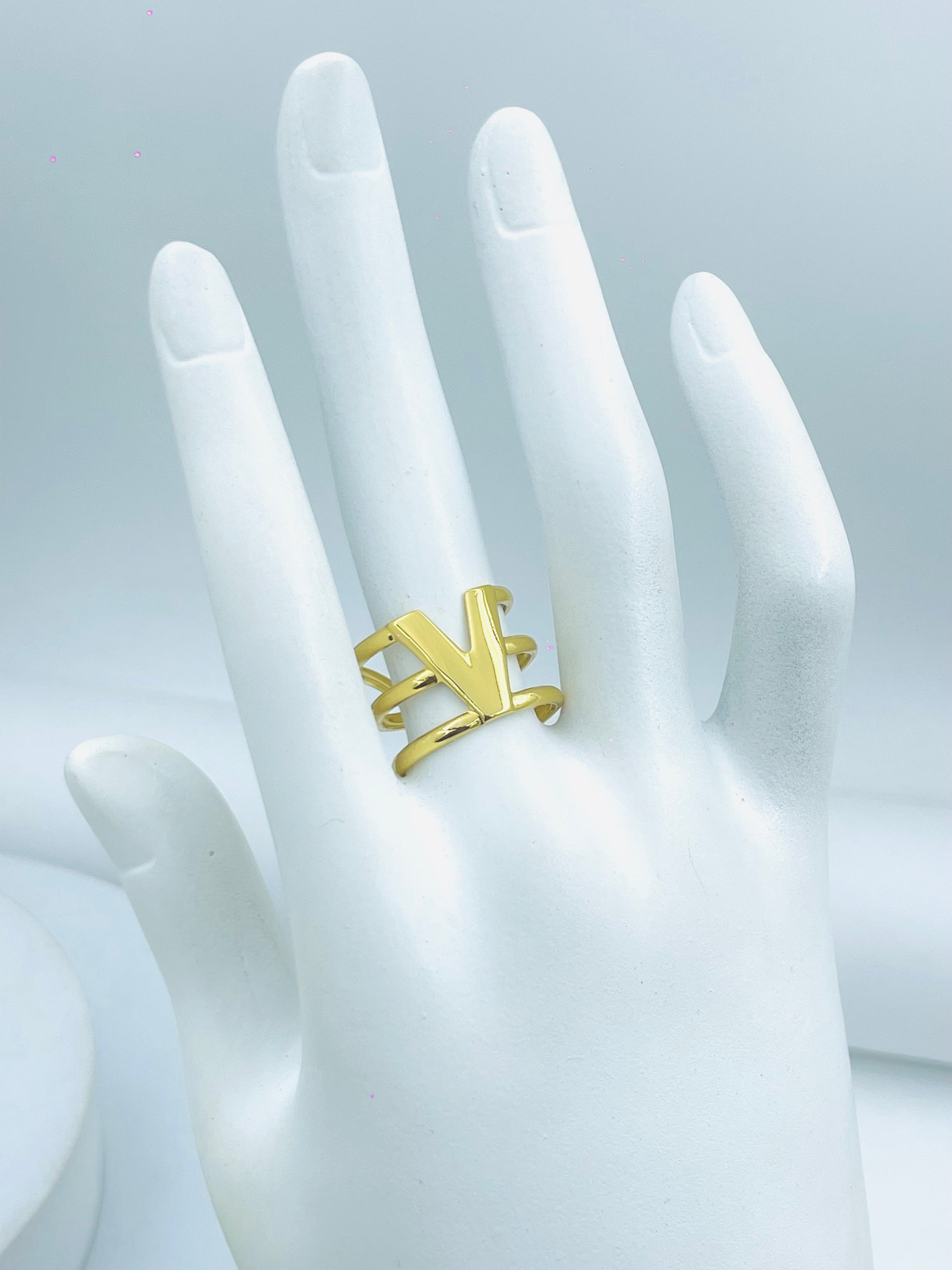 Stylish Gold Initial V Ring for Elegant Fashion