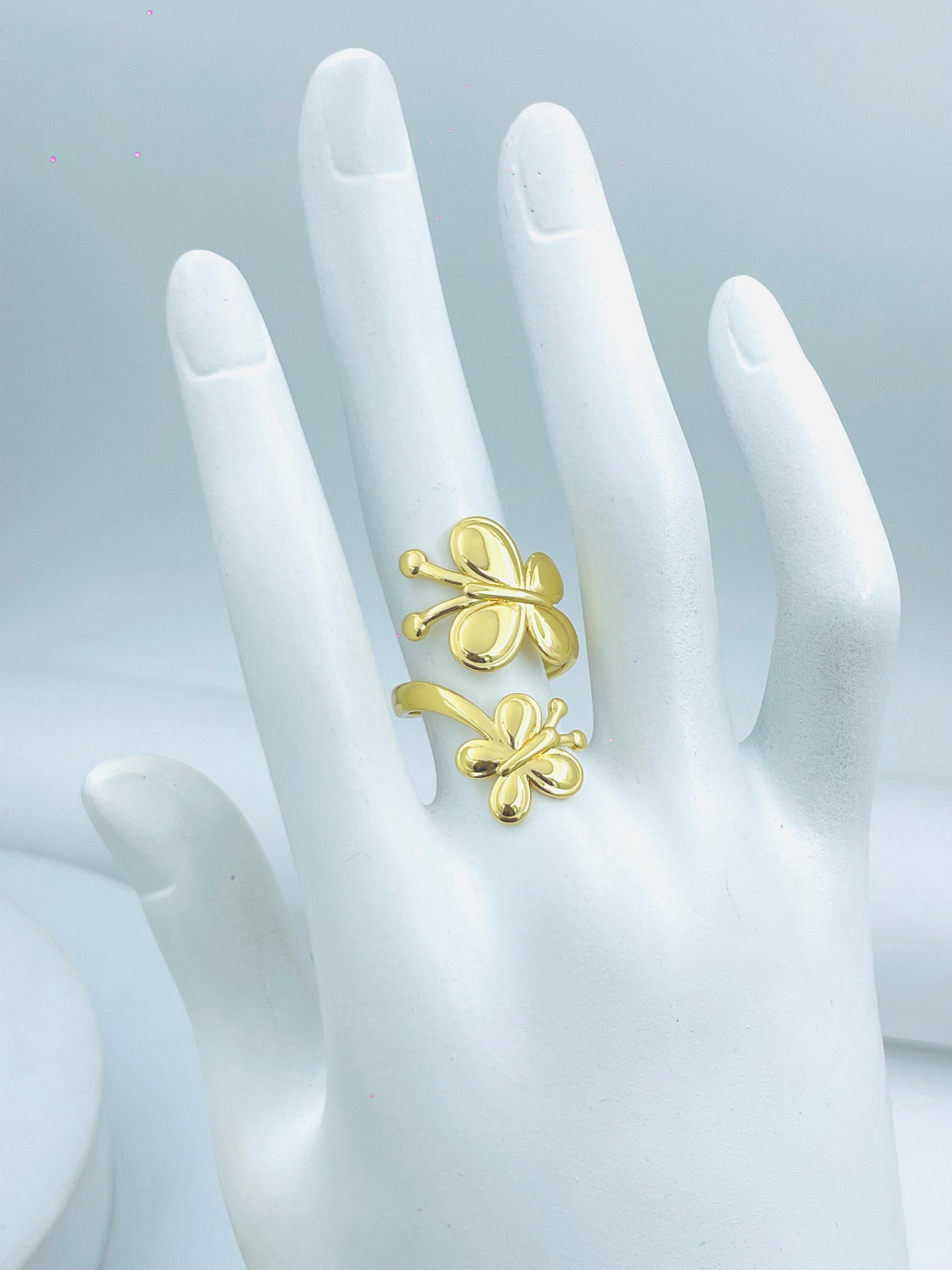 Adjustable Gold Butterfly Ring  Elegant Jewelry