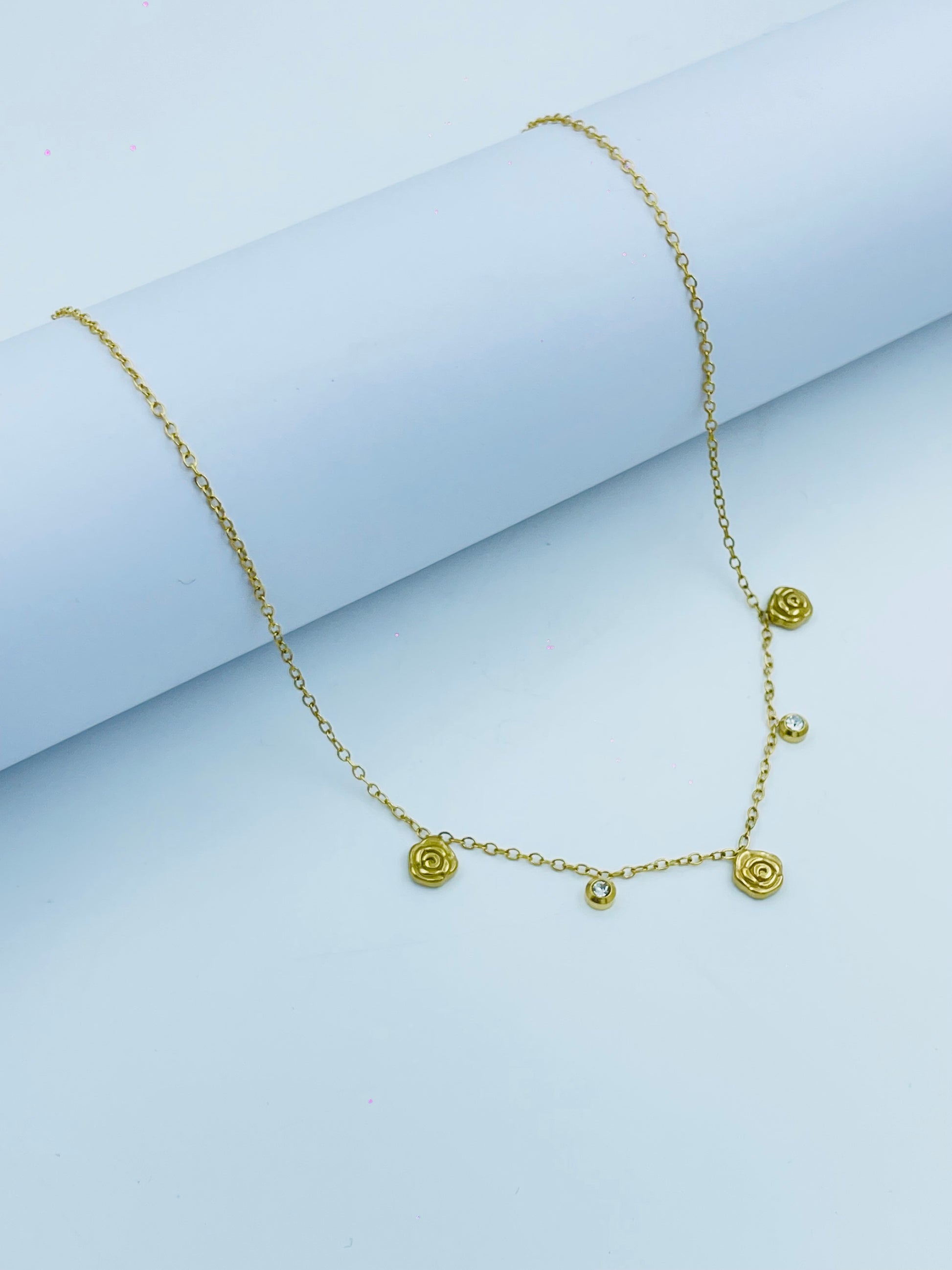 Elegant Gold Spiral Pendant Necklace with Gemstones