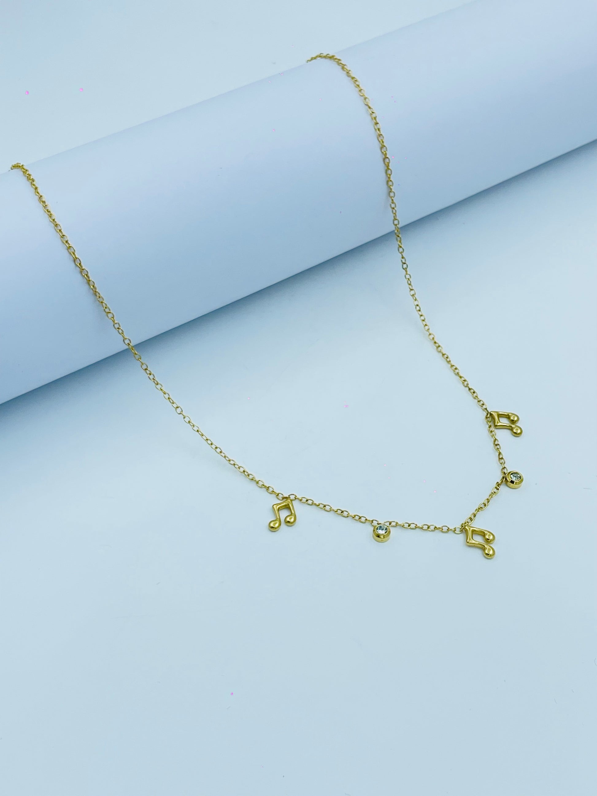 Elegant Gold Music Note Charm Necklace