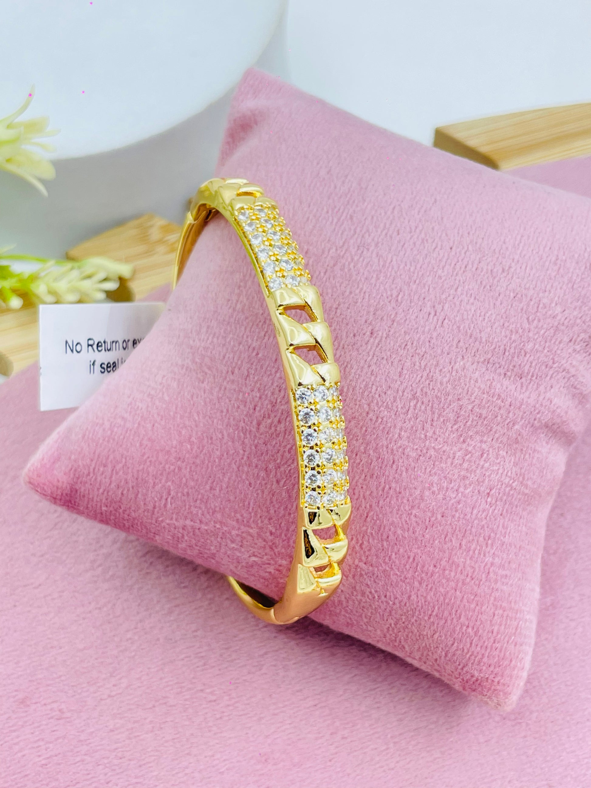 Elegant Gold Tone Bangle with Sparkling Rhinestones