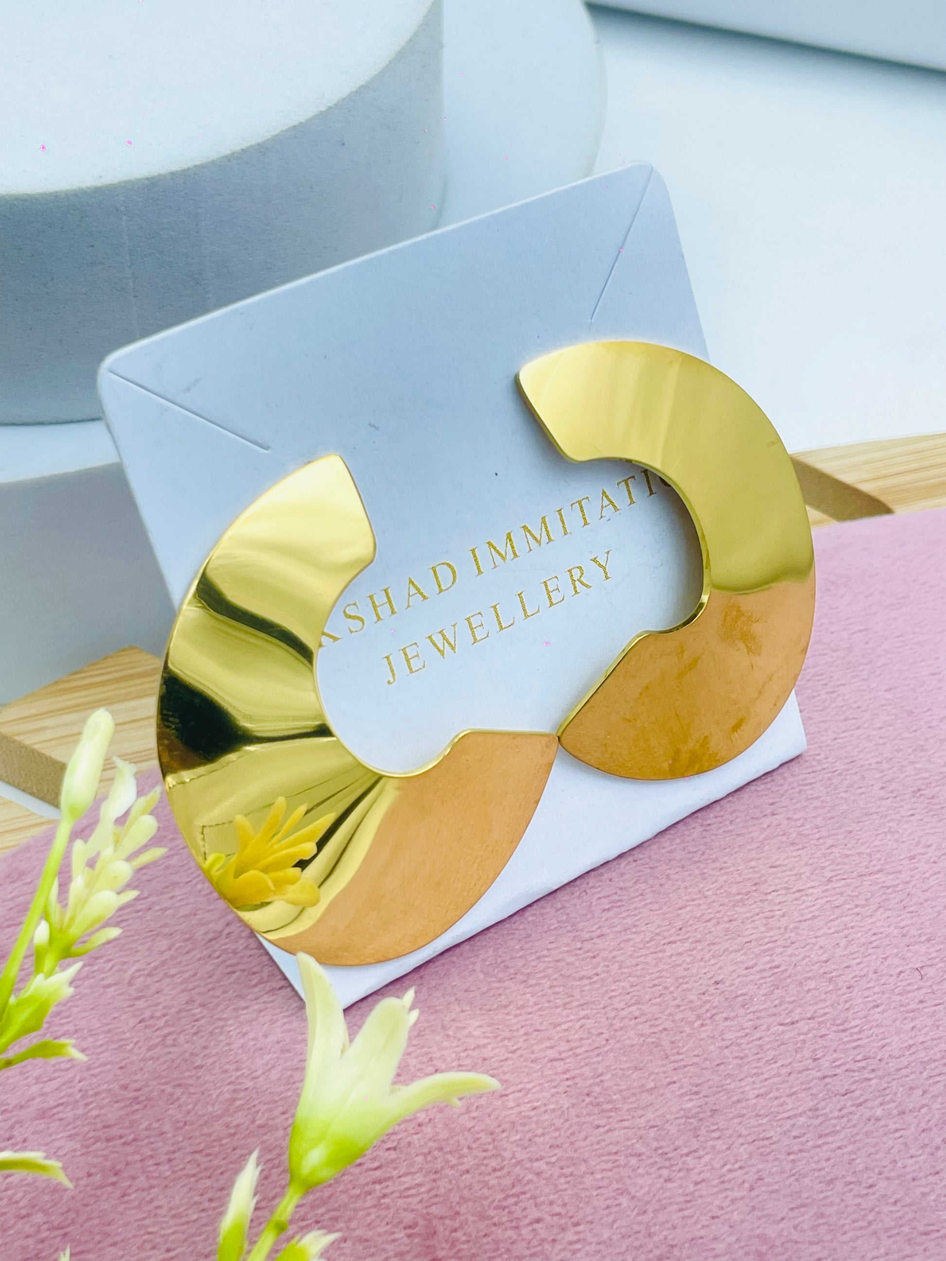 Elegant GoldTone Crescent Earrings  Shad Imitation Jewellery