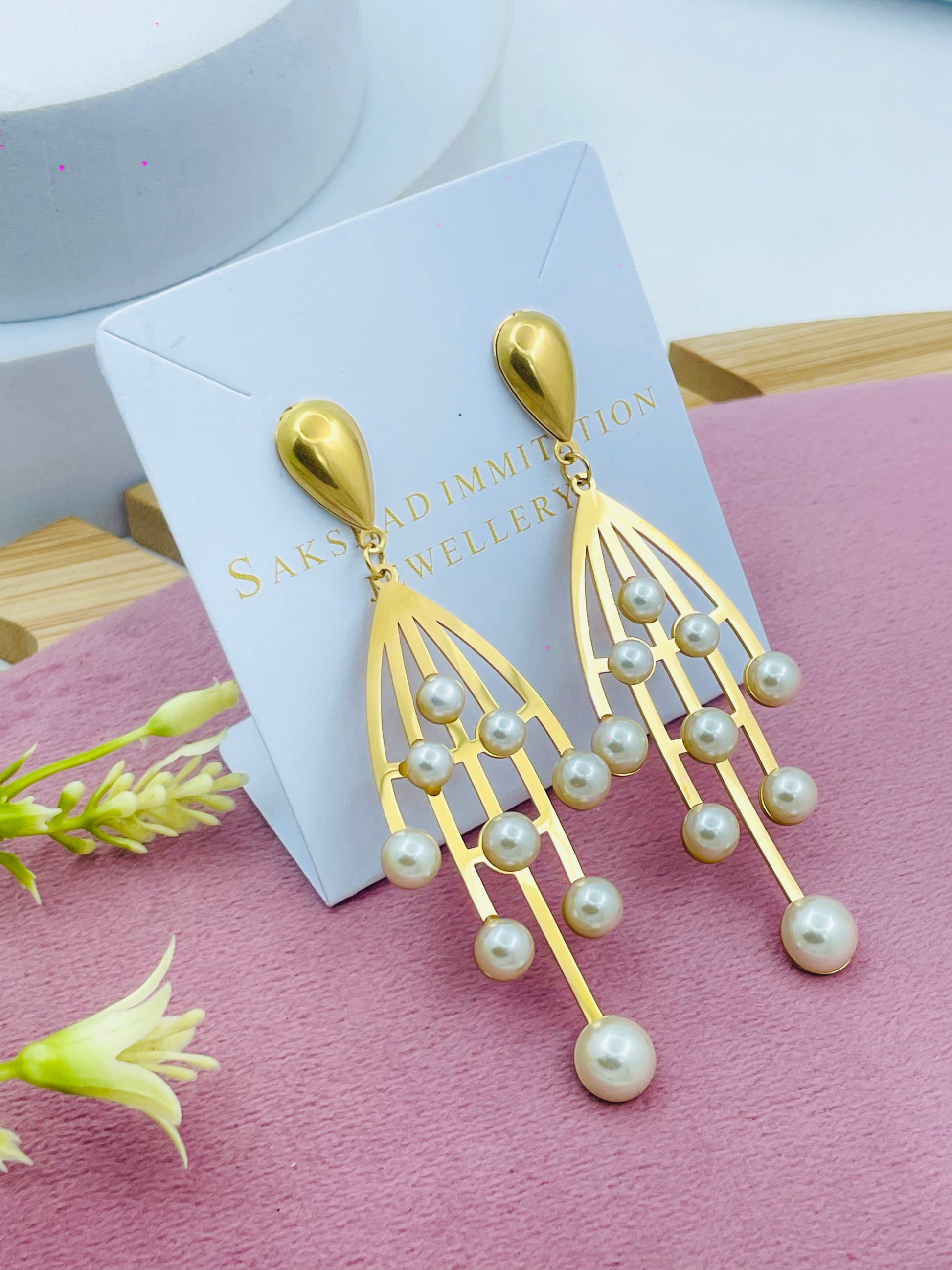 Elegant Gold and Pearl Drop Earrings  Perfect for Any Occasion