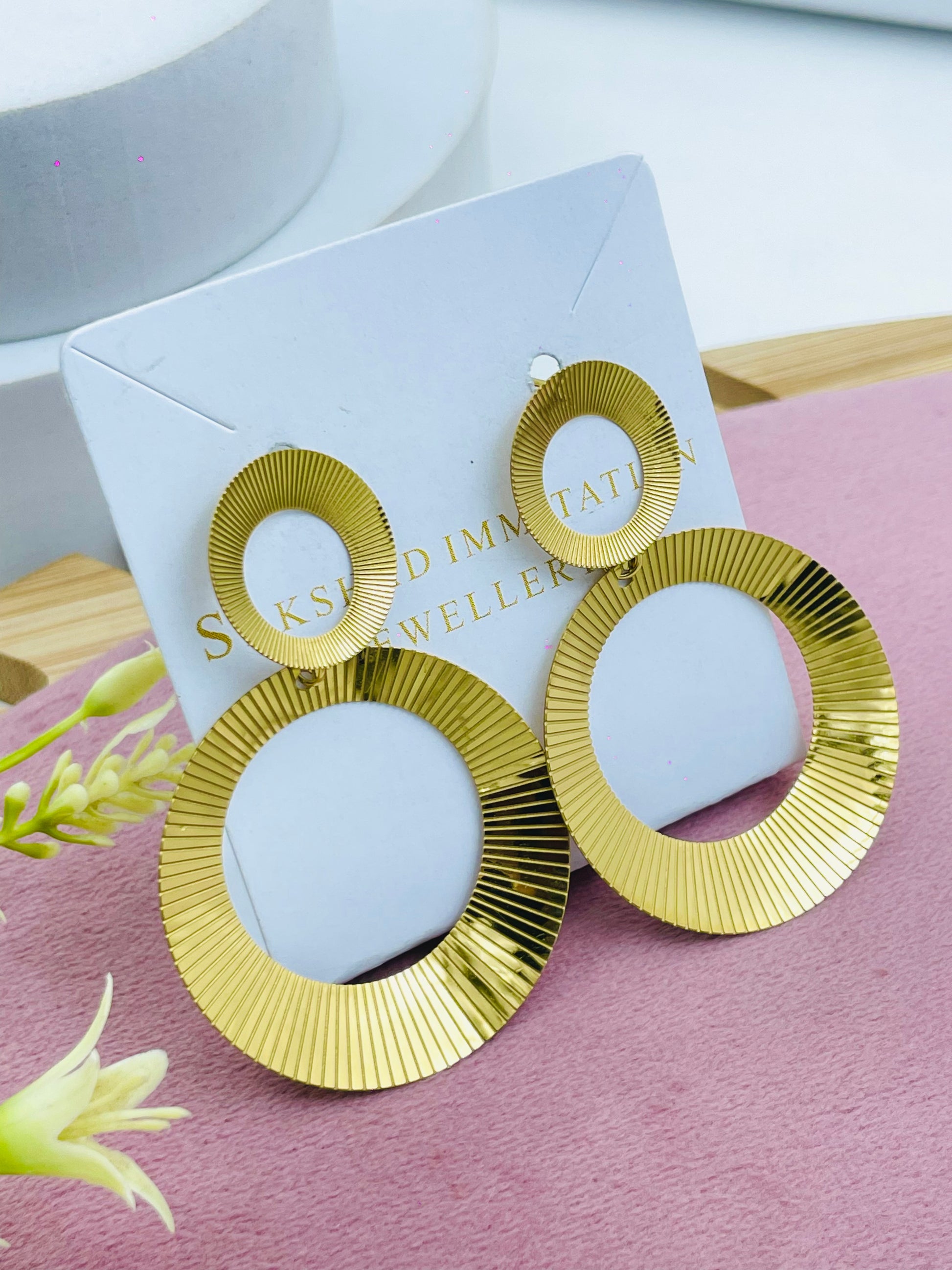 Elegant Gold Double Hoop Statement Earrings