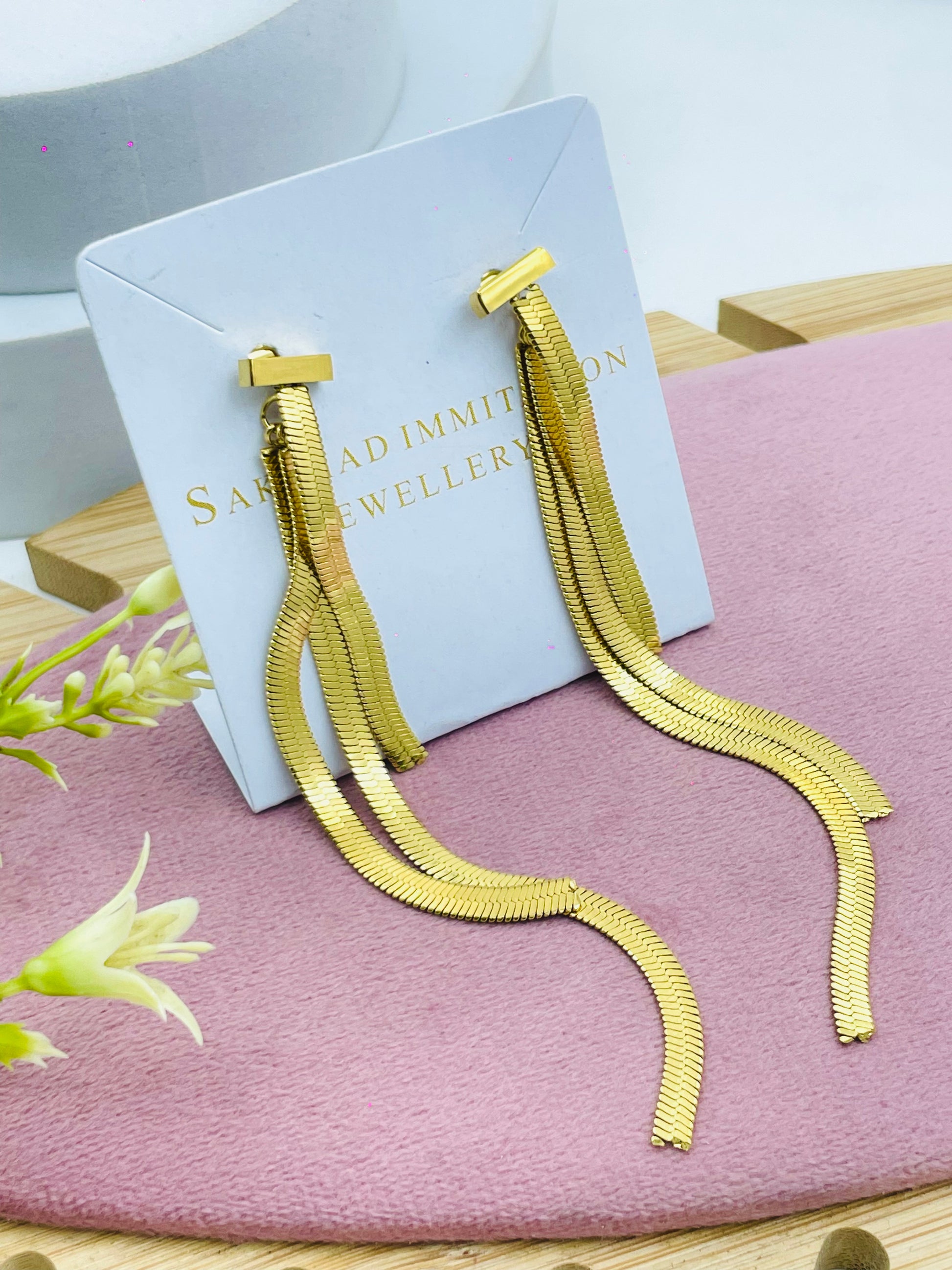 Elegant GoldTone Wavy Drop Earrings  Stylish Jewelry