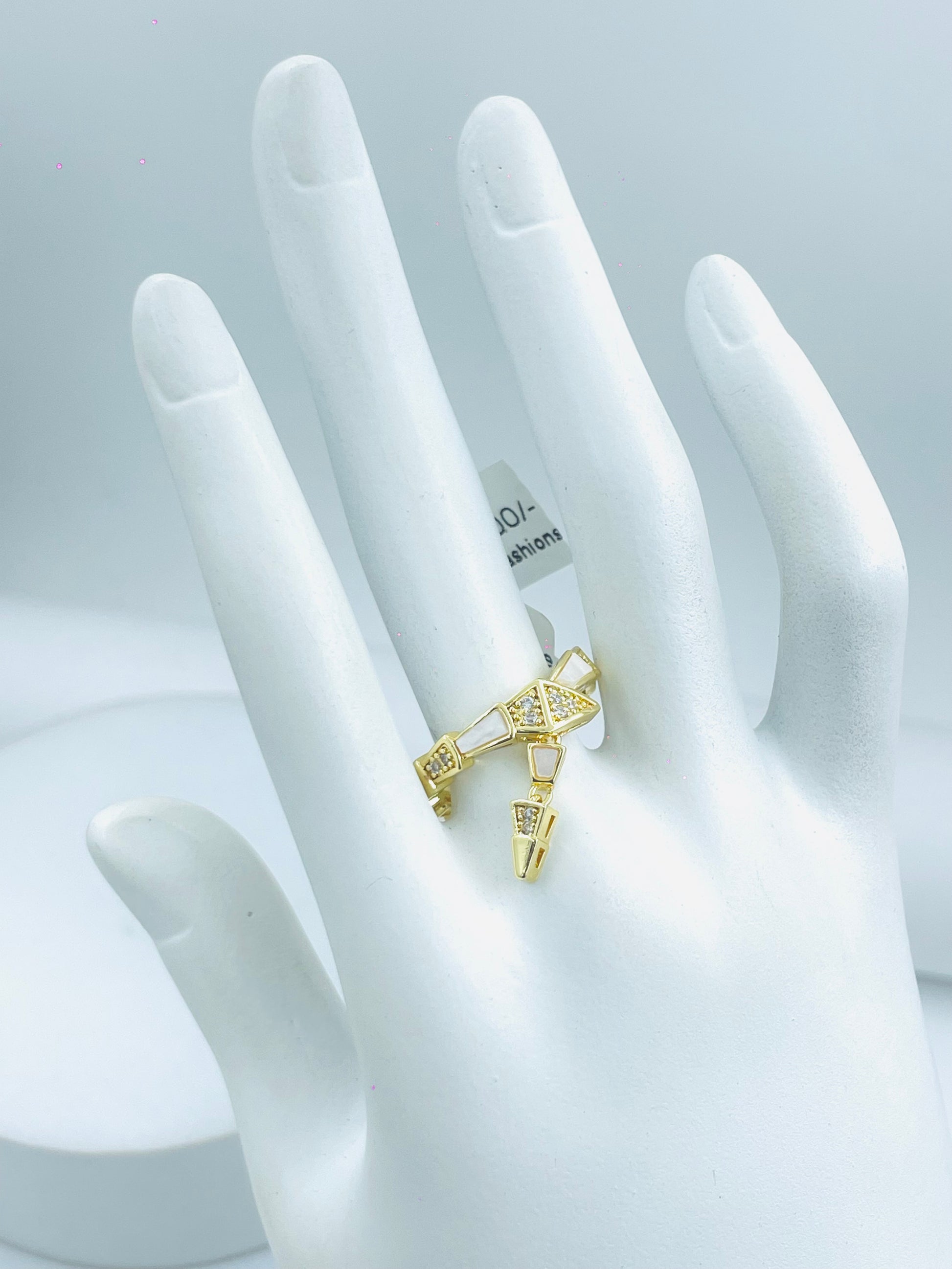 Elegant Geometric Gold Ring with Diamond Accents