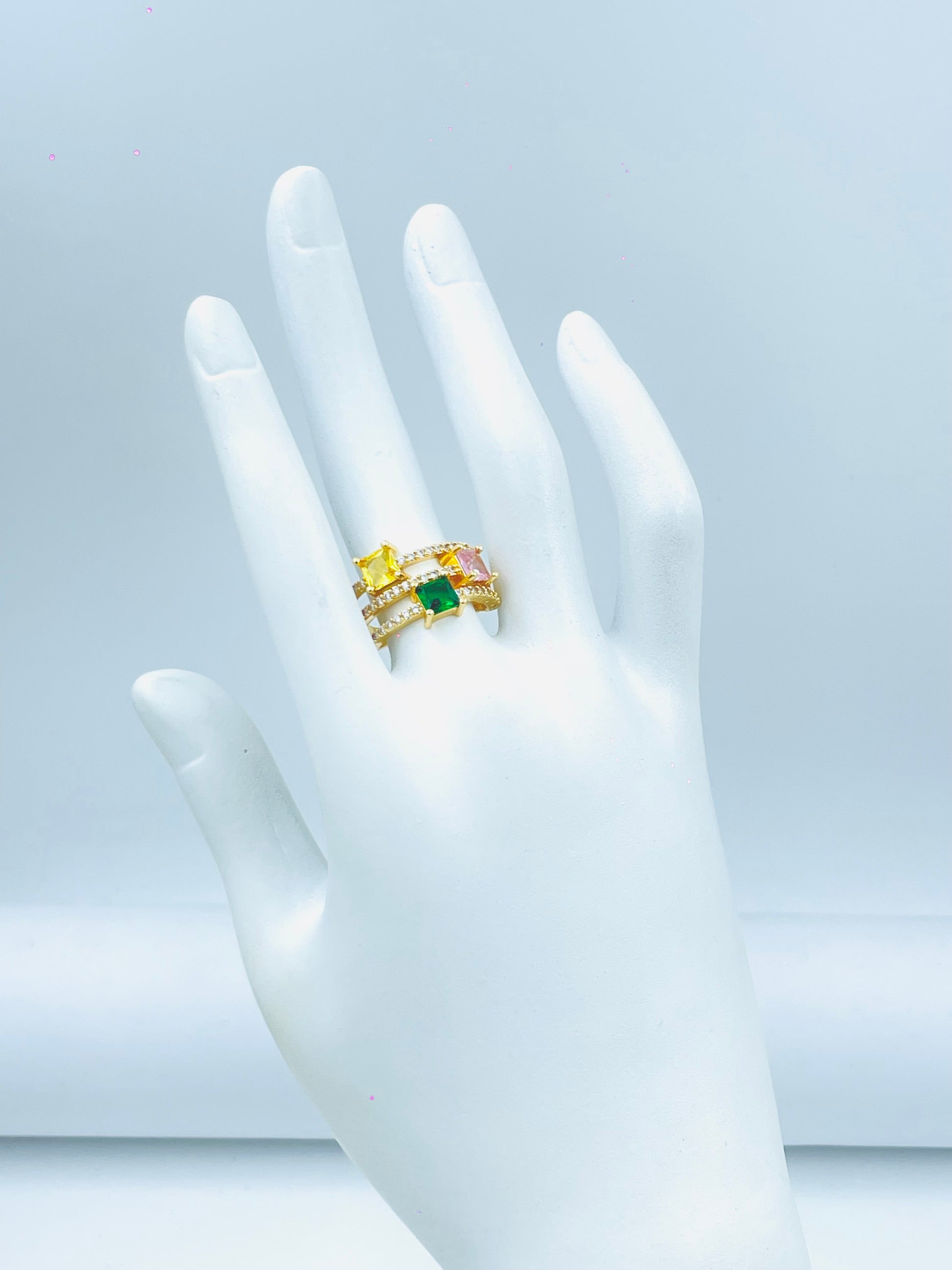 Elegant Gold and Gemstone Ring Set