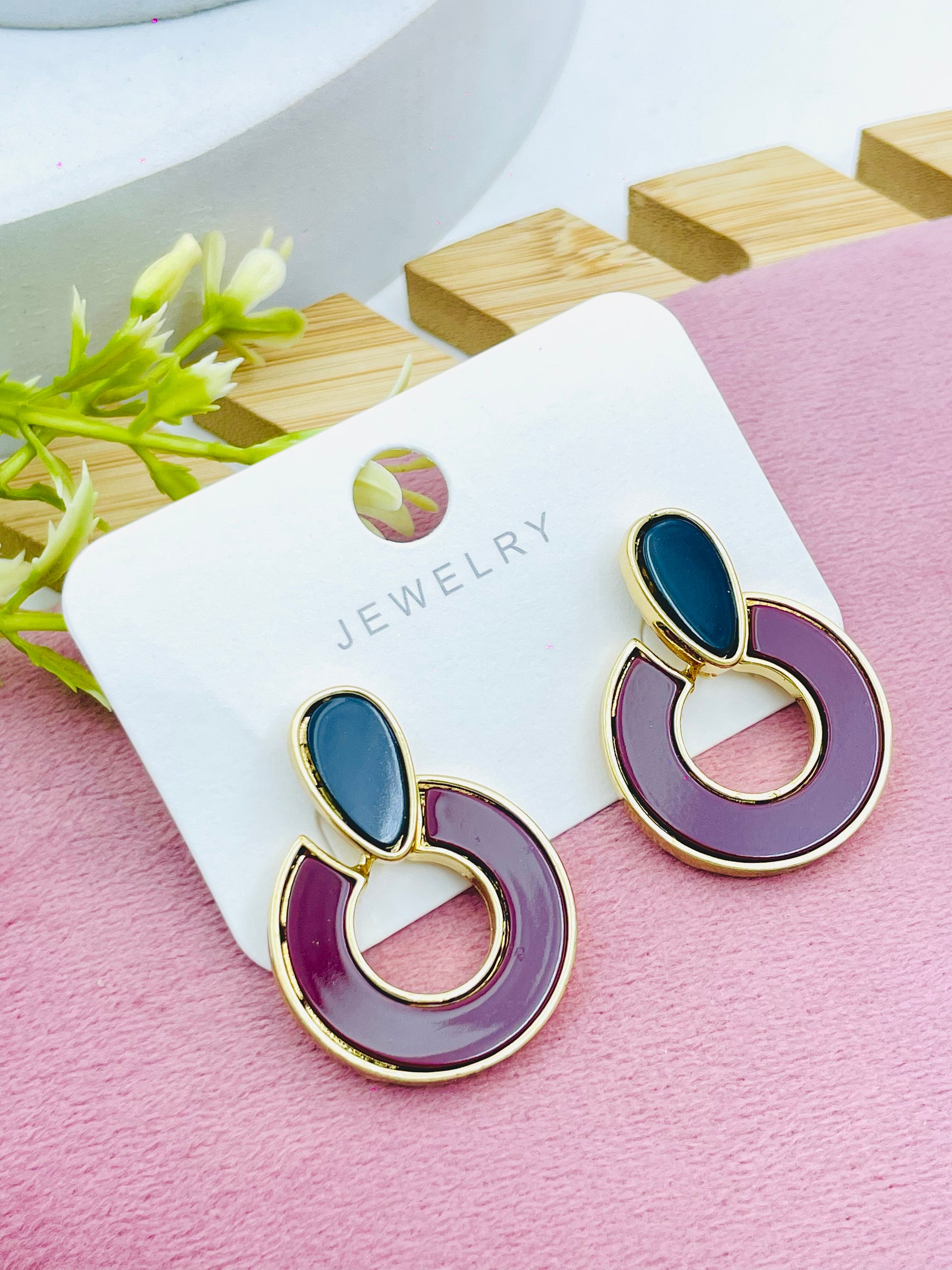 Elegant DualTone Hoop Earrings with Teardrop Accent