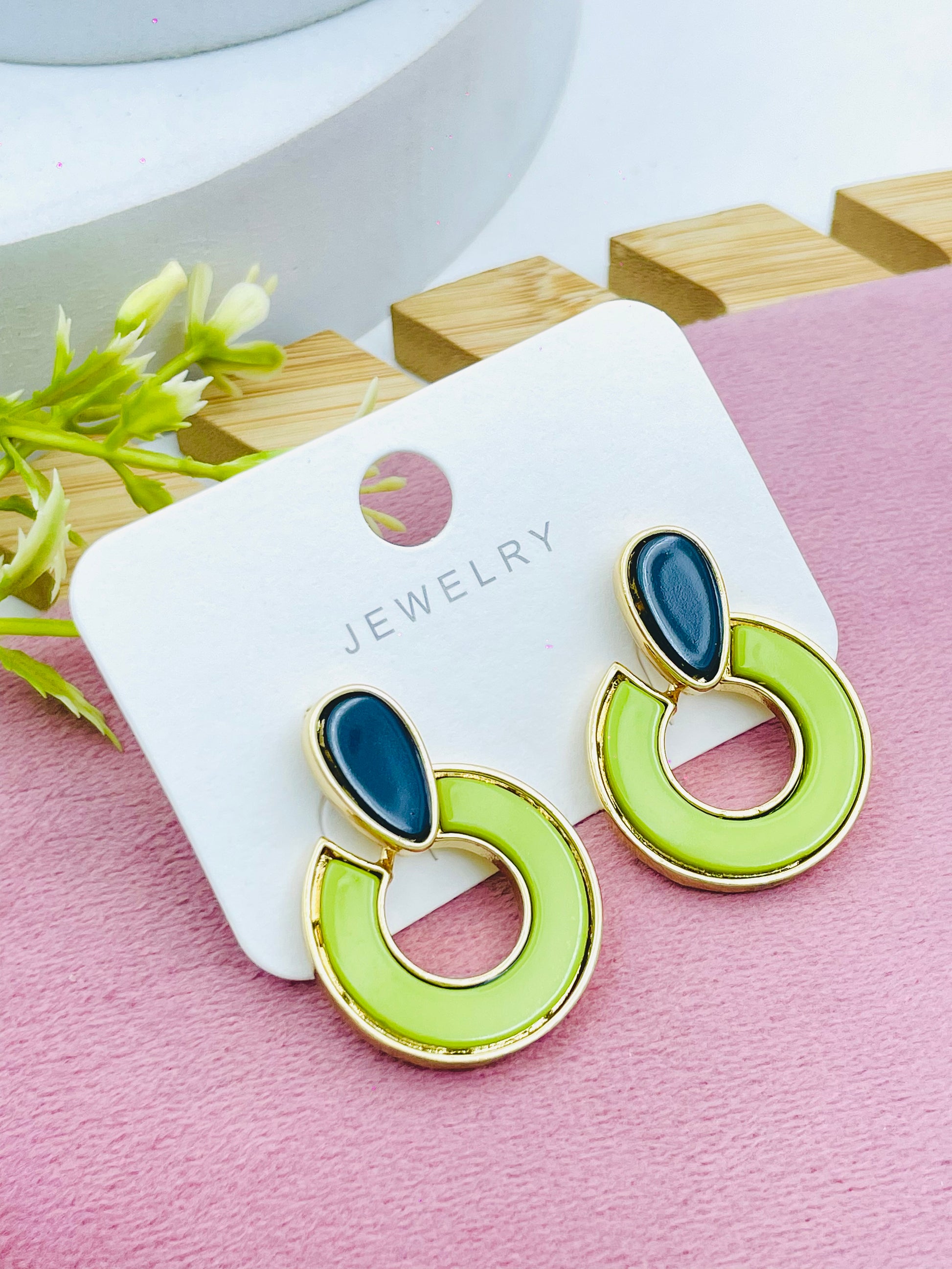 Stylish TwoTone Geometric Drop Earrings  Jewelry Collection