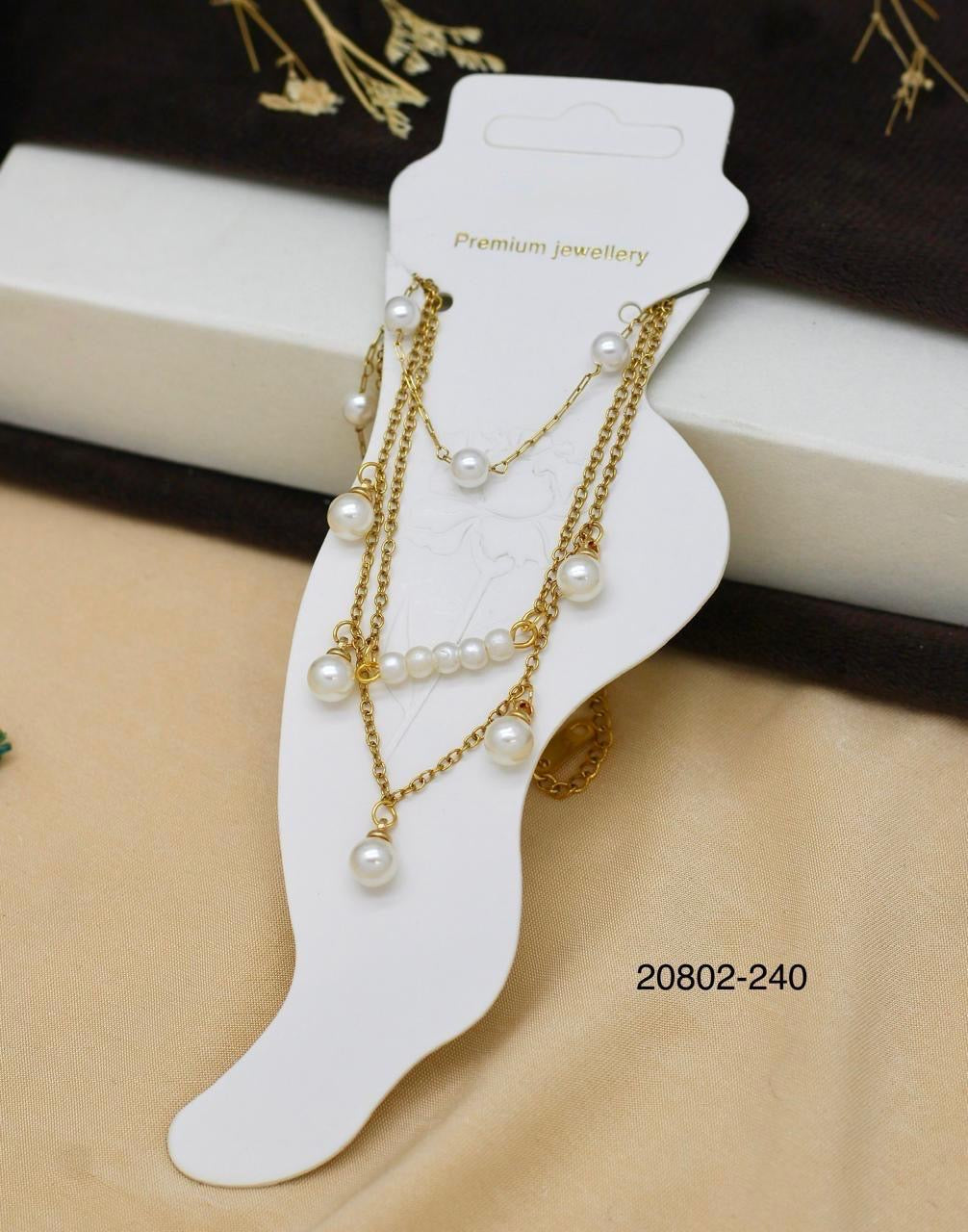 Gold Chain Anklet with Pearls – Women’s Fashion Jewelry