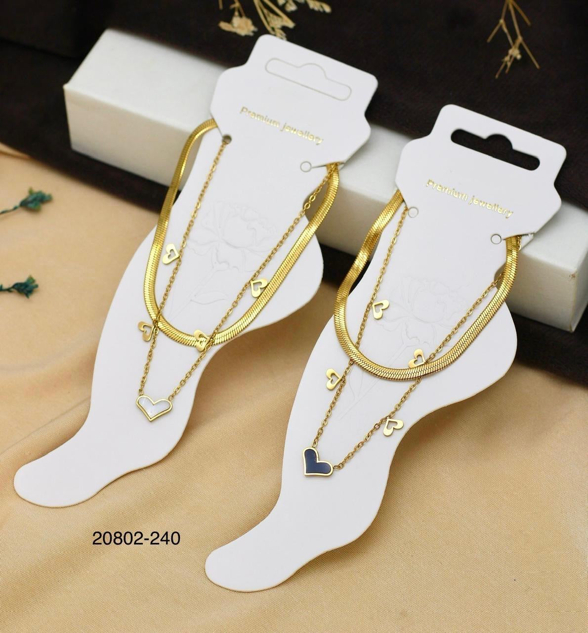 Gold Heart Anklet – Women’s Double Layer Foot Jewelry