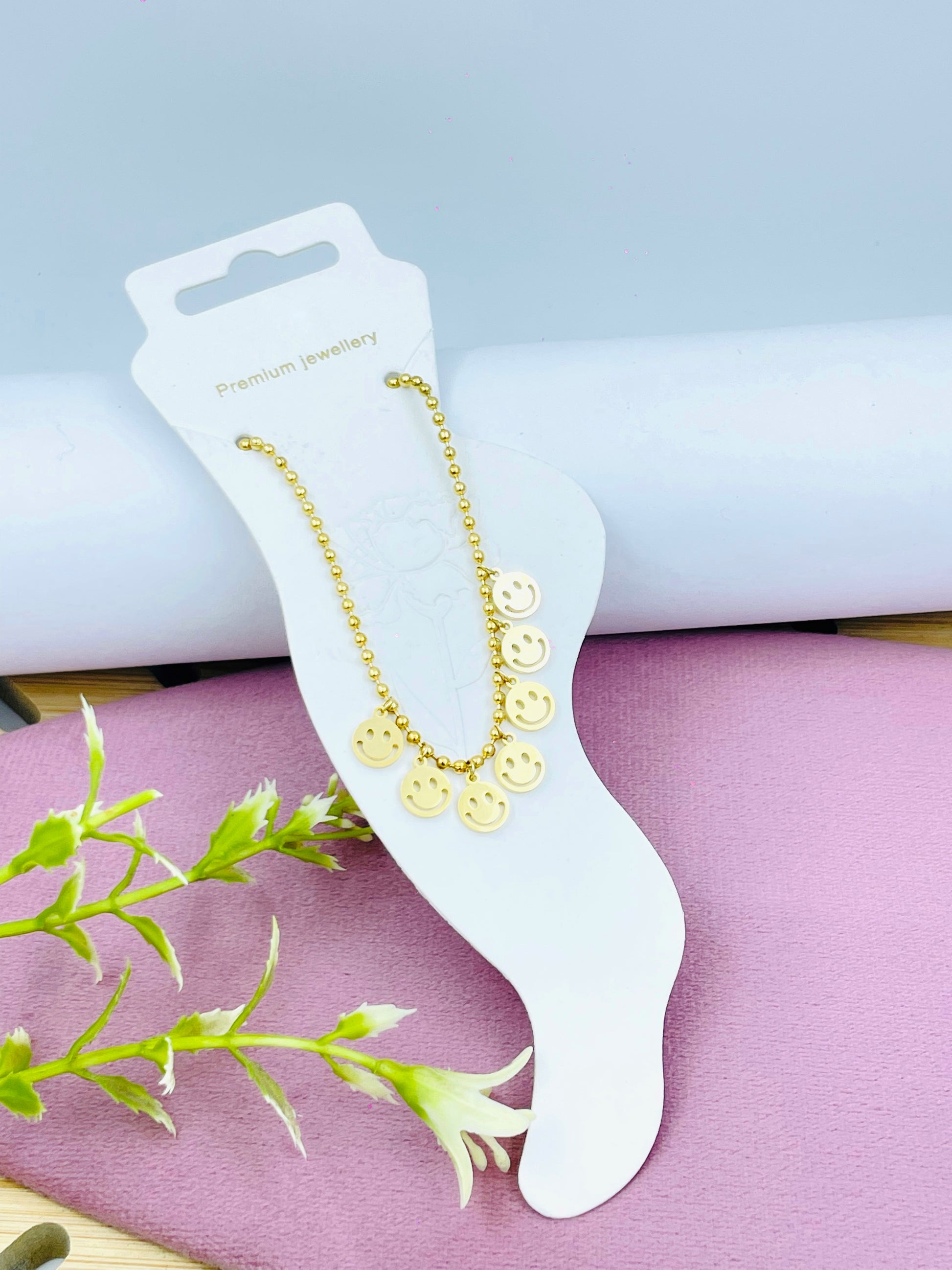 Playful Smiley Anklets– Fun Gold Charm Jewelry