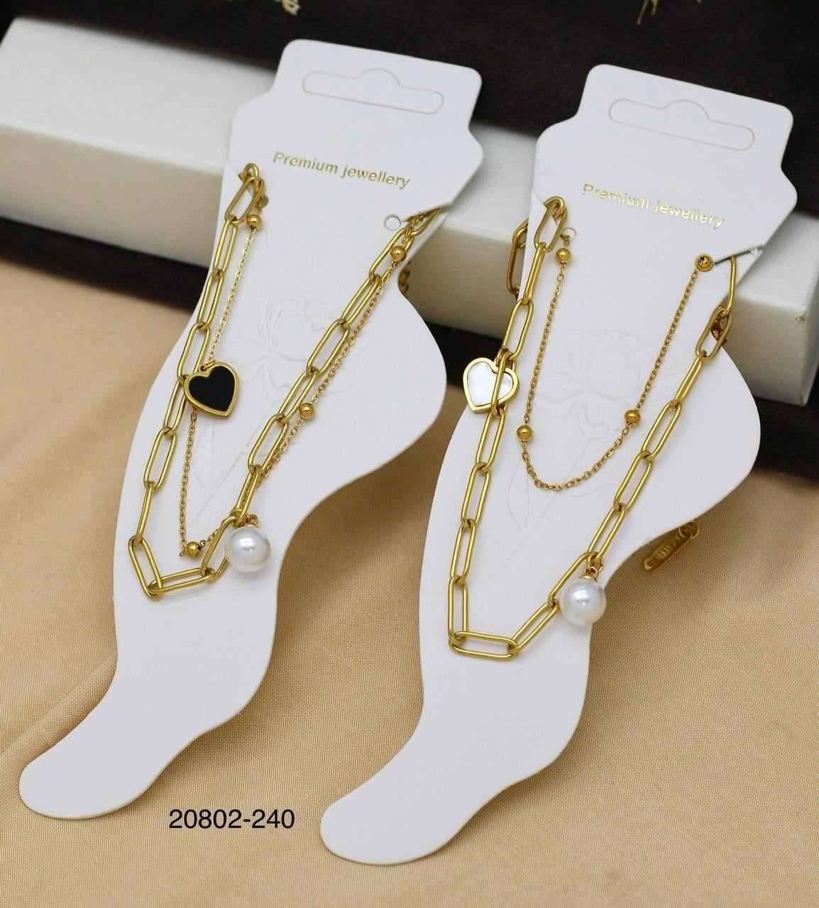 Gold Heart Anklet with Pearl – Fashion Chain Jewelry