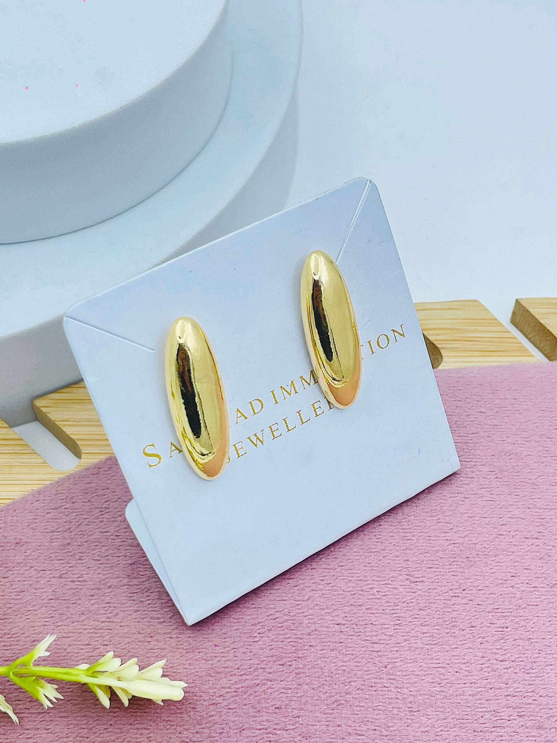 Elegant Gold Plated Oval Earrings