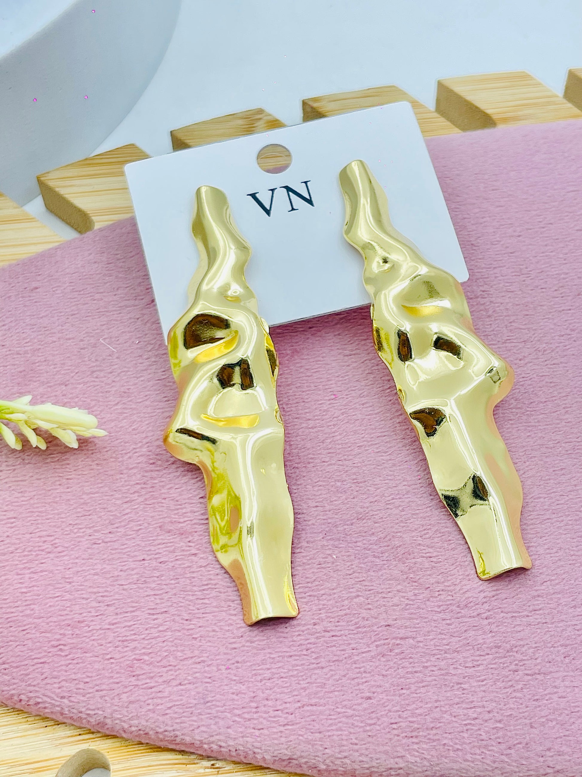 Abstract Gold Metal Earrings  Unique Statement Jewelry