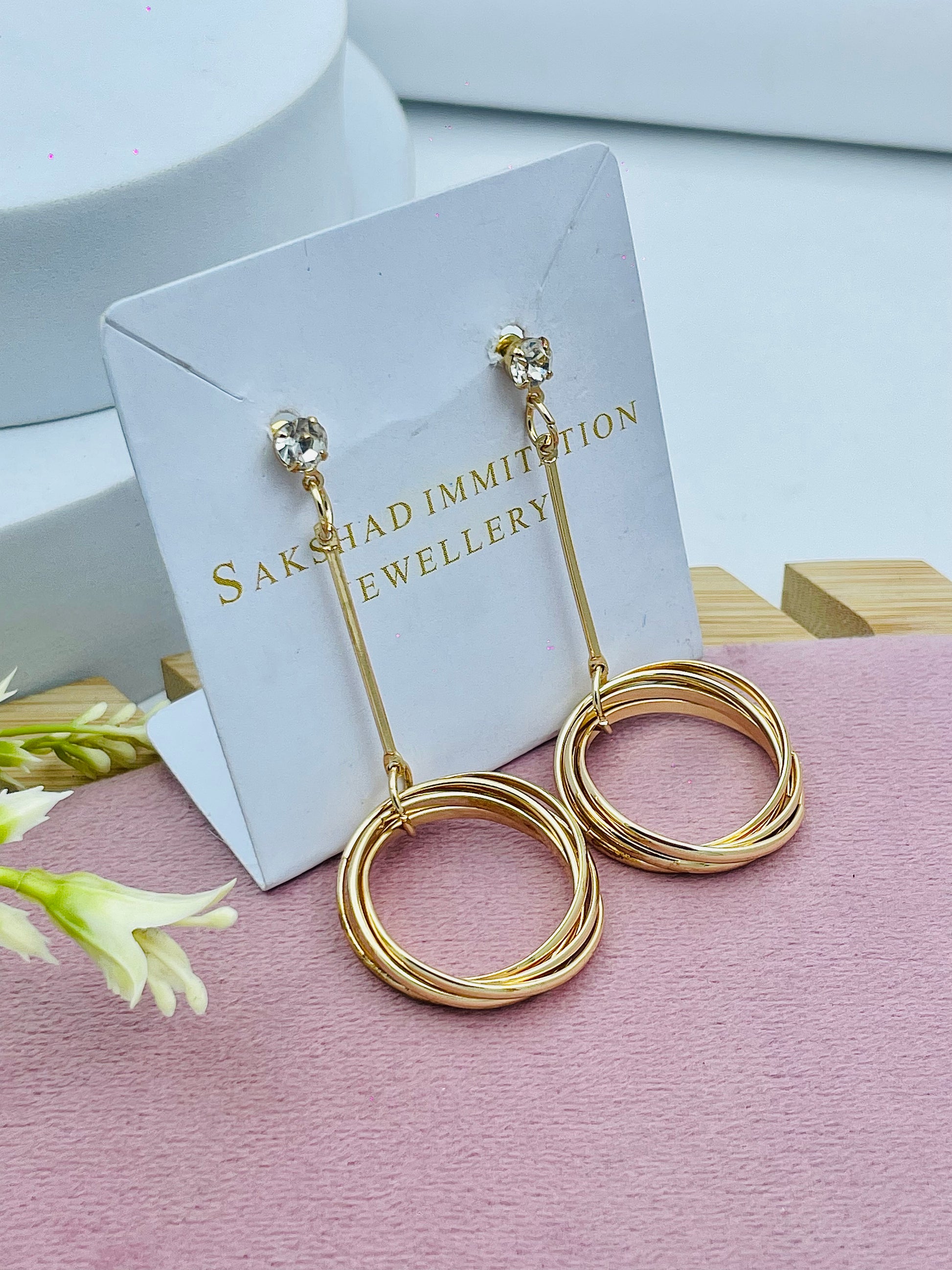 Elegant Gold Plated Double Hoop Earrings