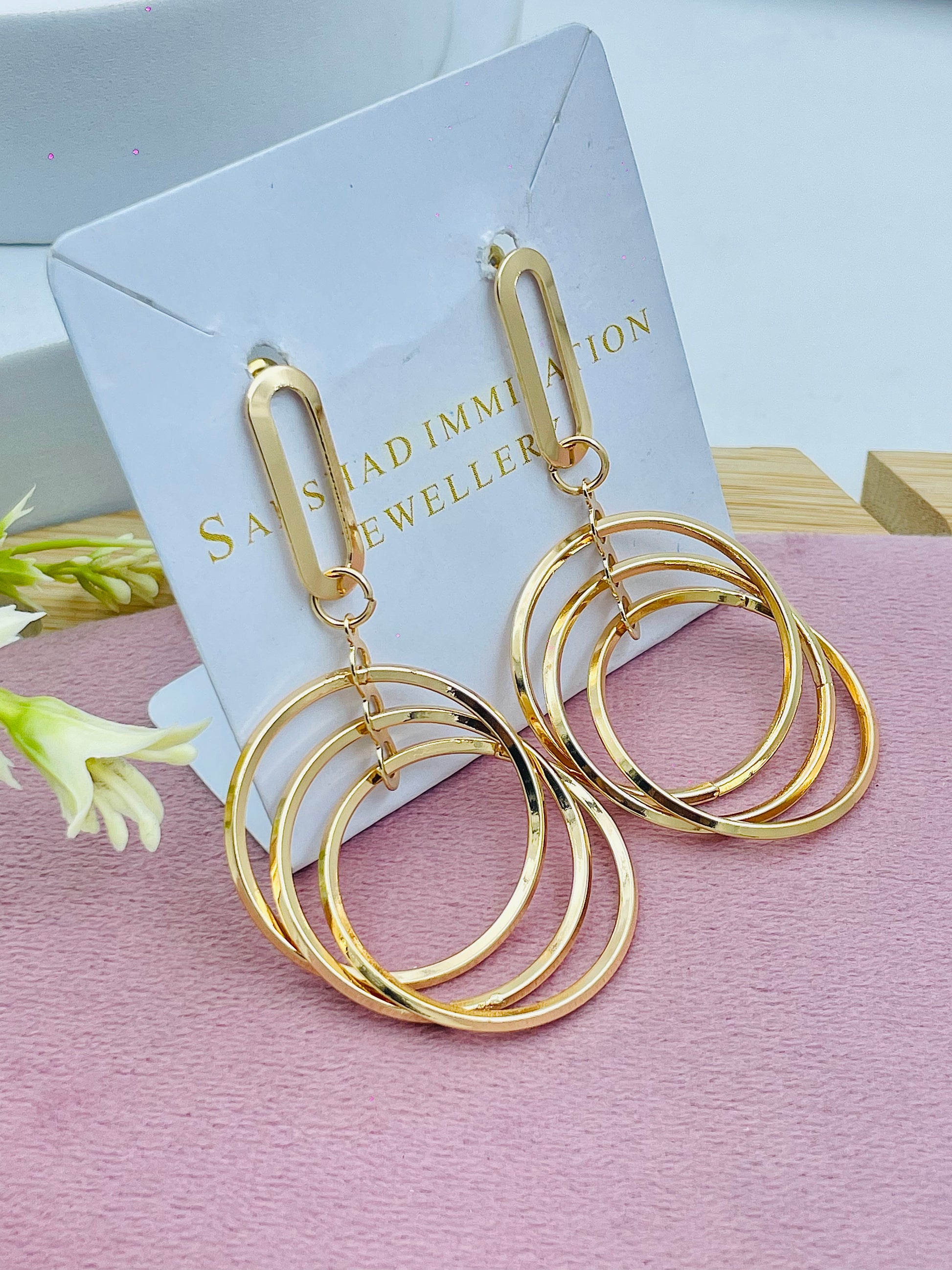 Elegant GoldPlated Geometric Hoop Earrings