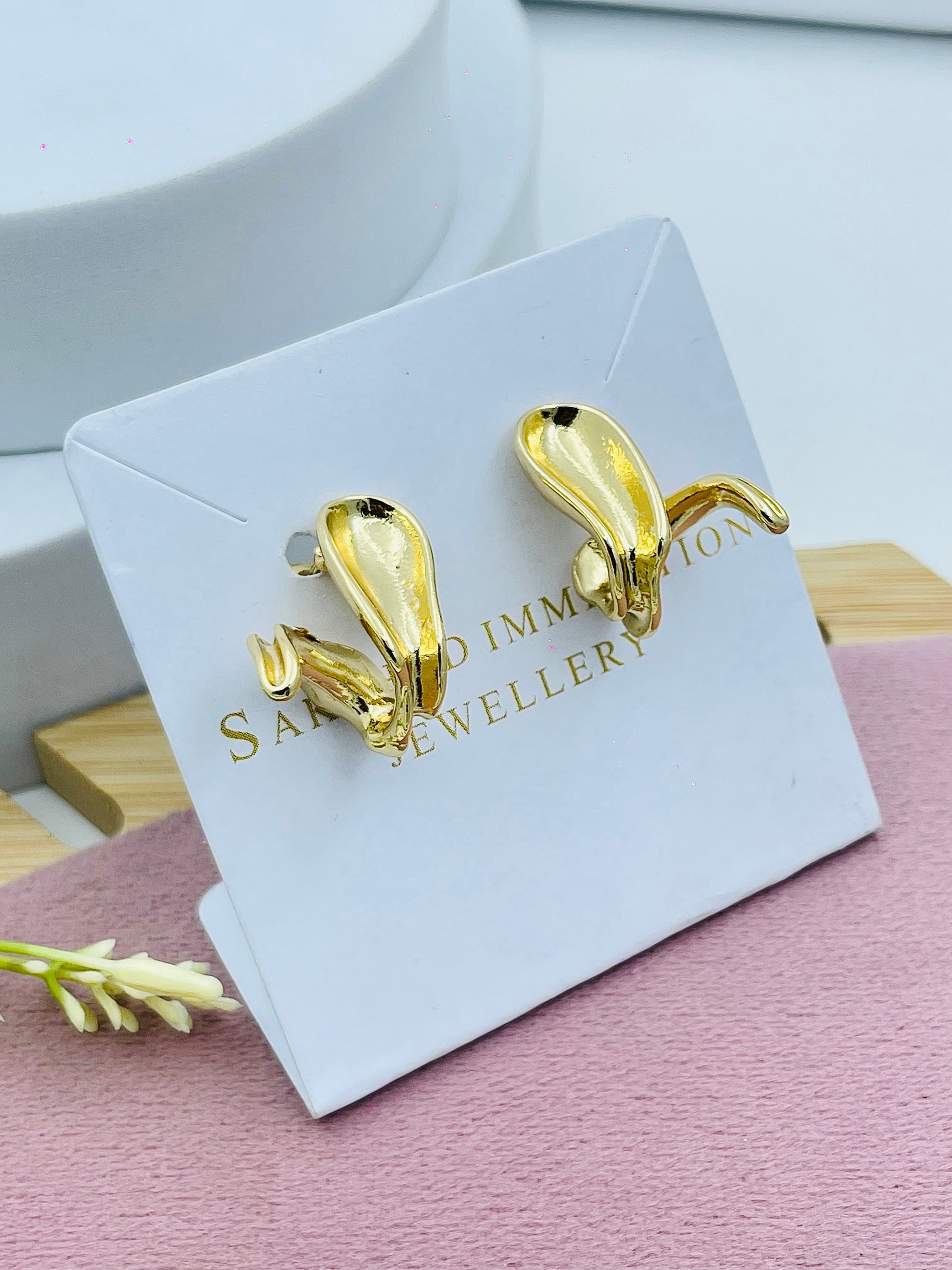 Gold Cat Ear Stud Earrings  Stylish Animal Jewelry