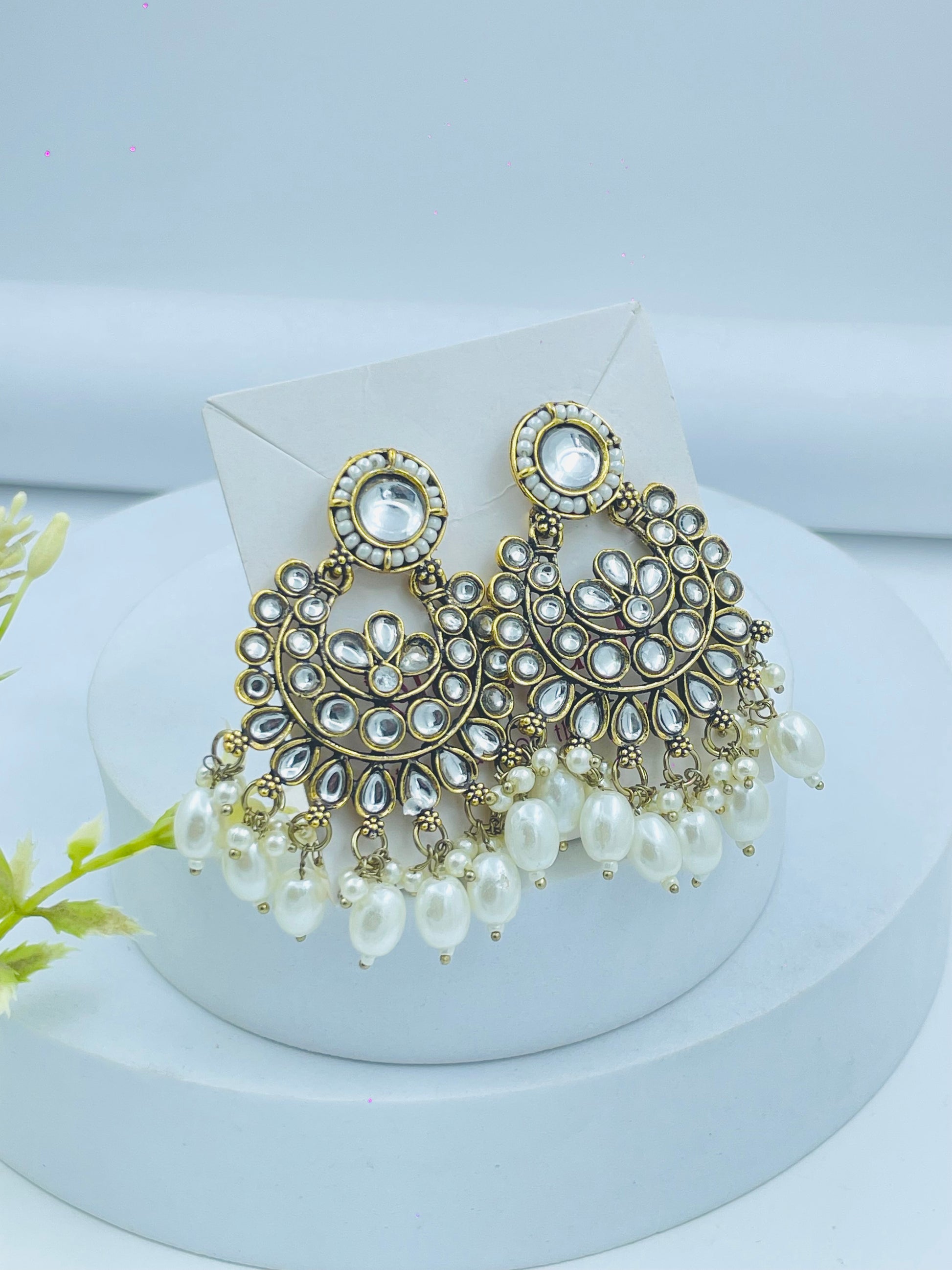 Traditional Pearl Chandbali Earrings for Women