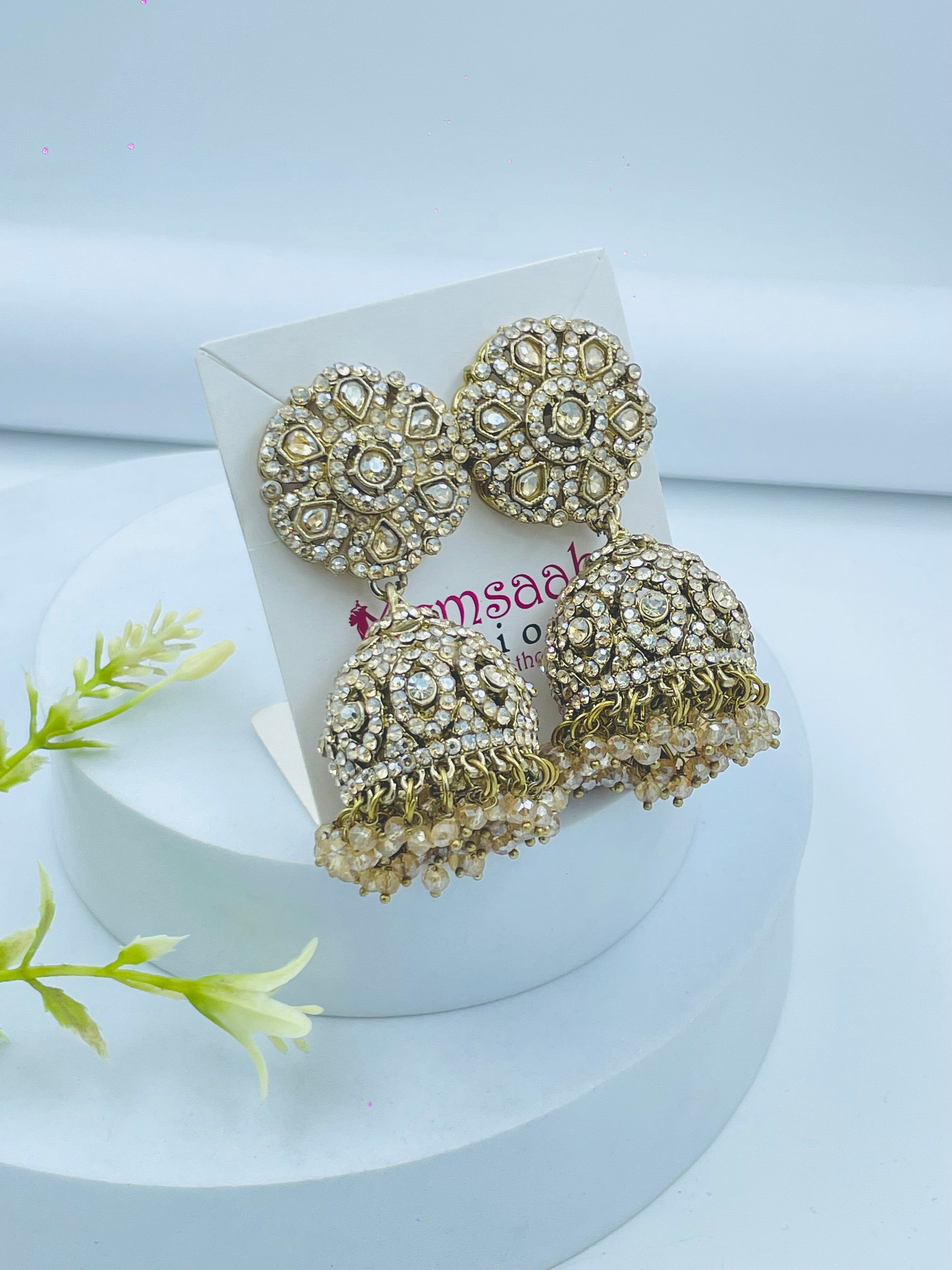 Elegant GoldPlated Kundan Jhumka Earrings