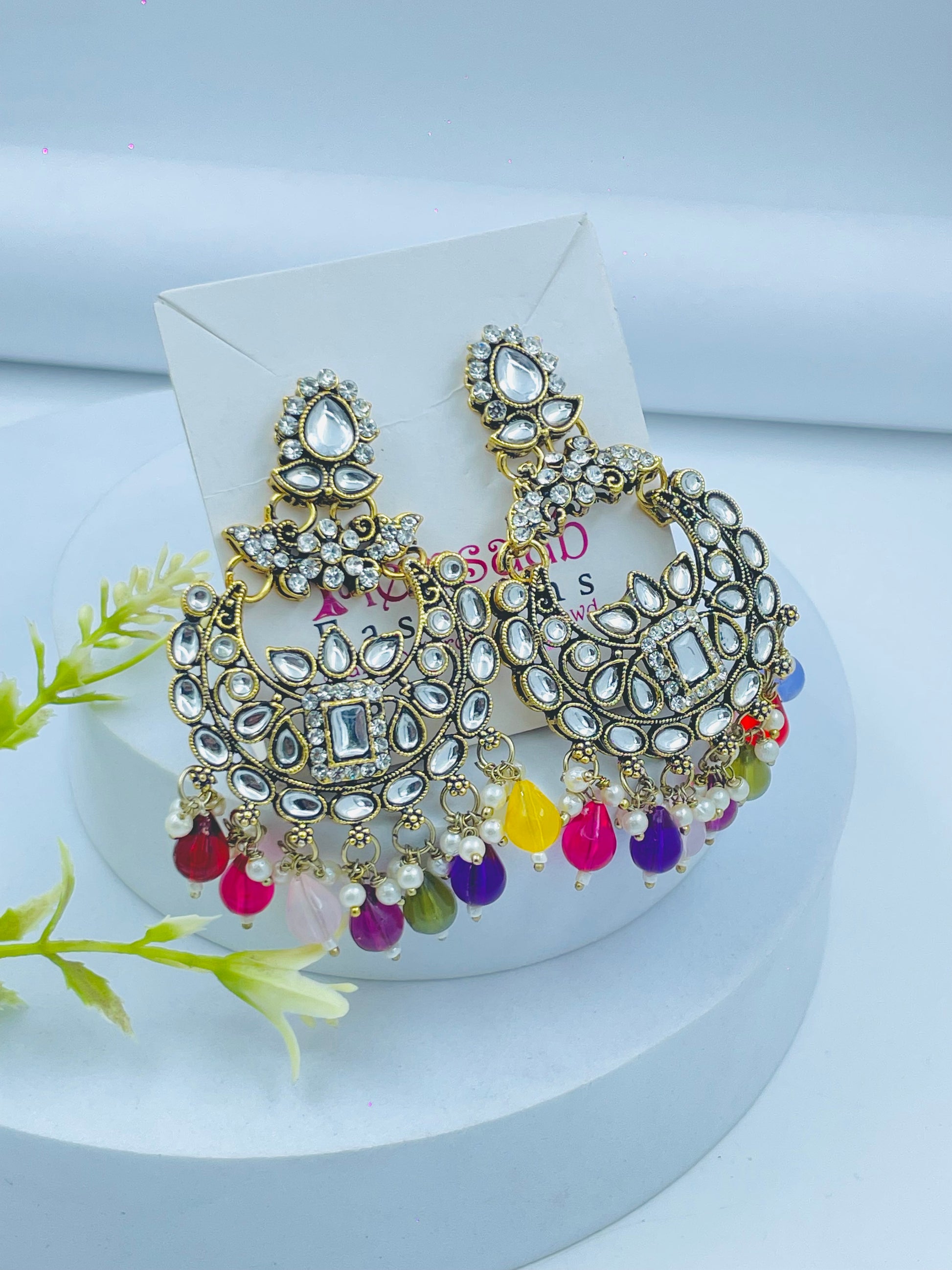 Elegant Multicolor Kundan Earrings for Women