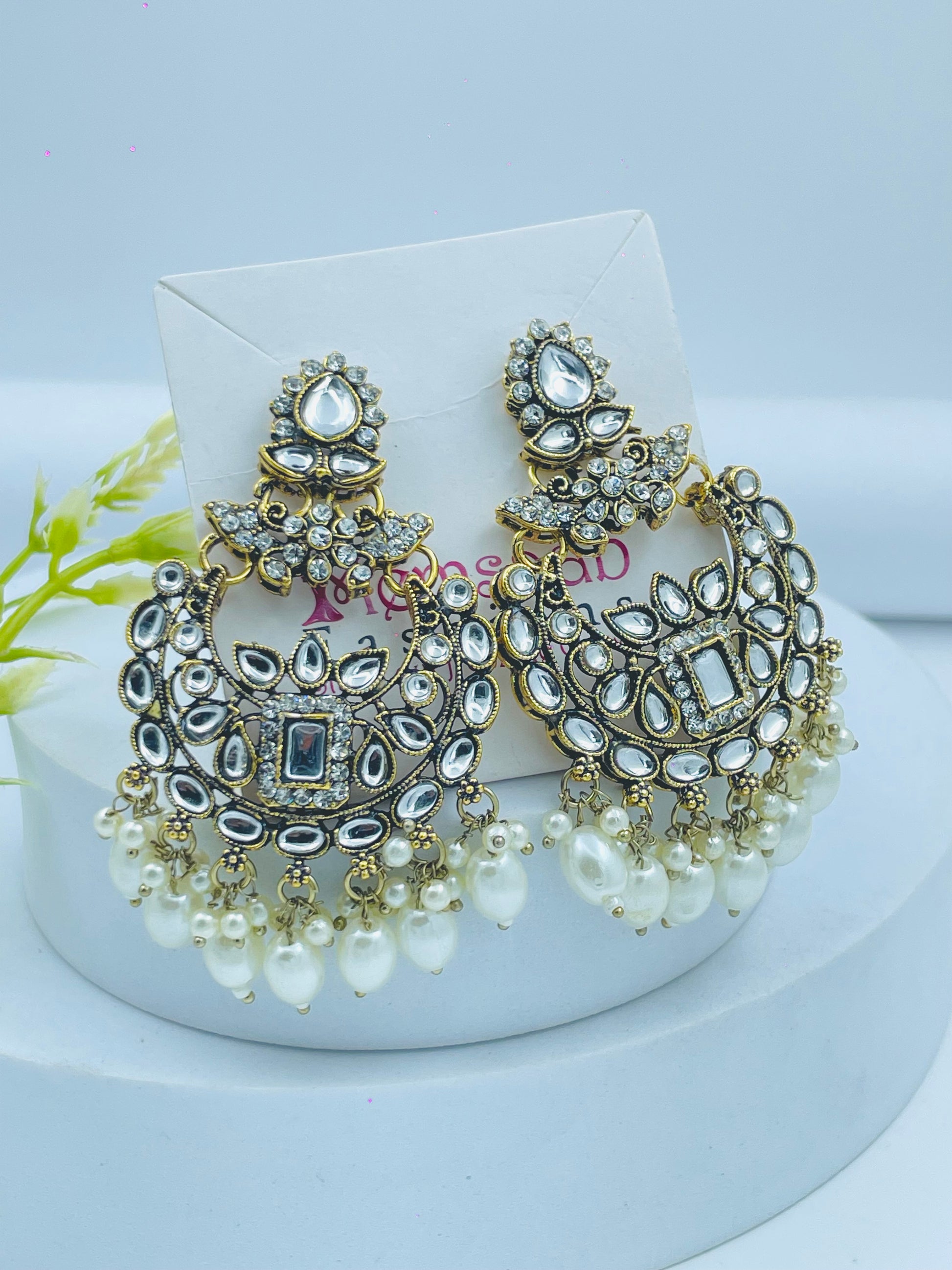 Elegant Kundan Pearl Drop Earrings with Intricate Design