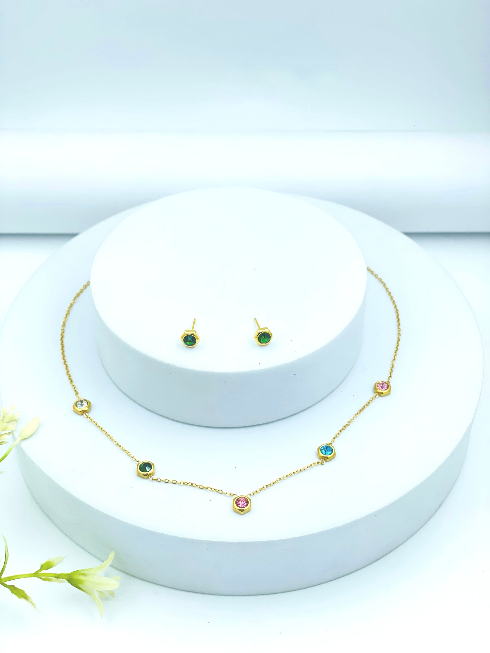 Elegant Multicolor Stone Jewelry Set