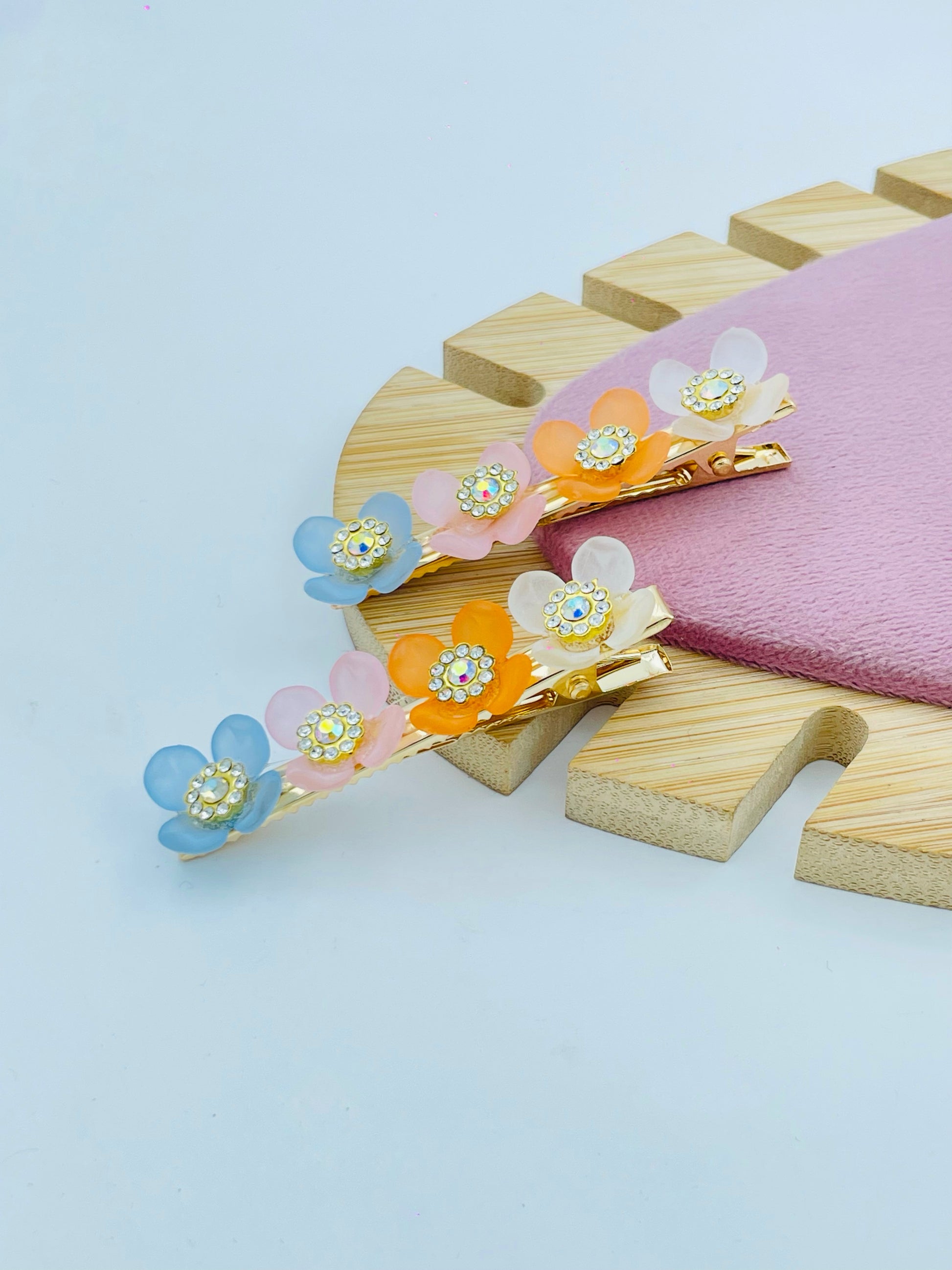 Colorful Floral Hair Clips Set  Stylish Accessories Set of 2 clips