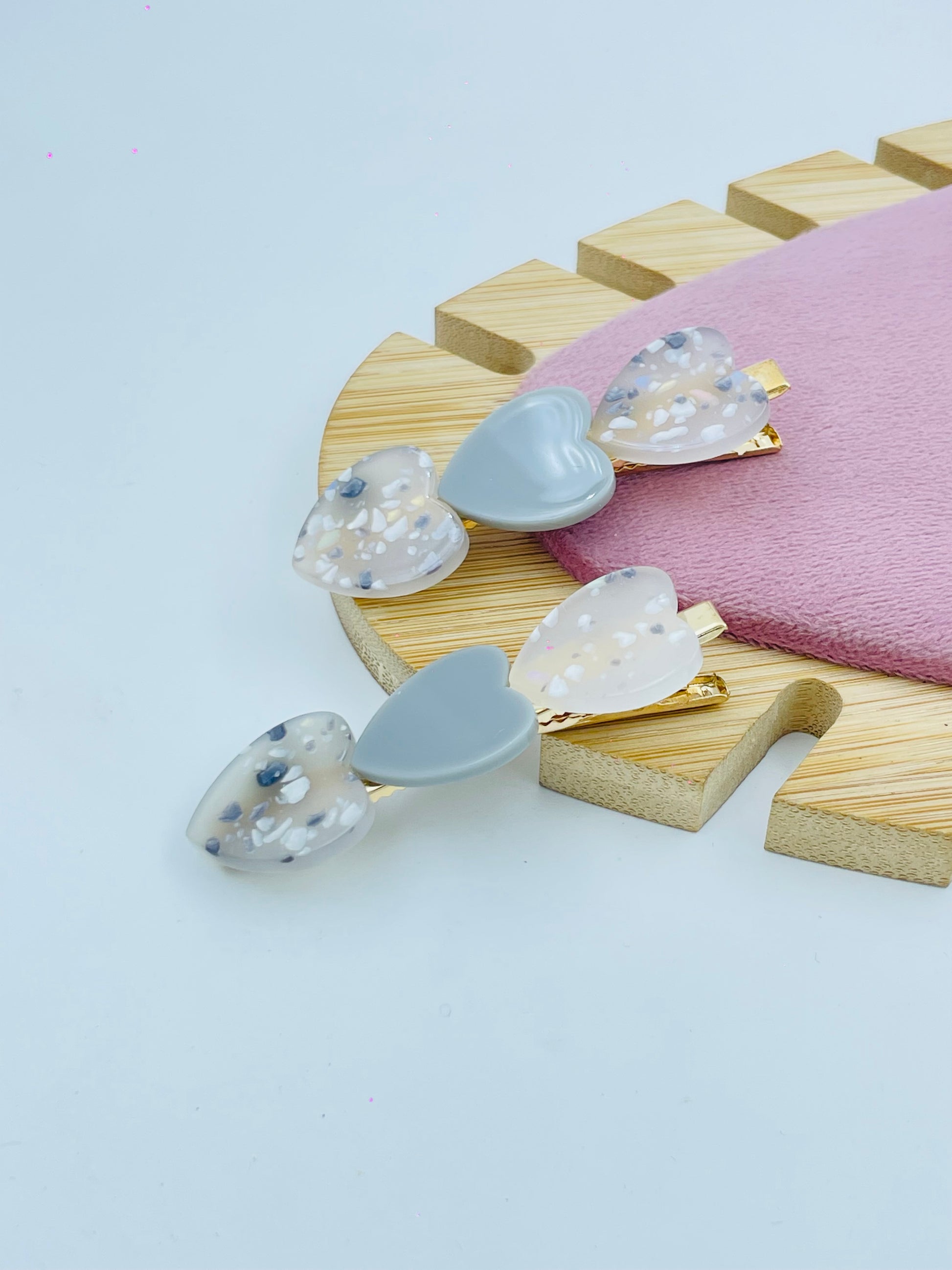 Heart Shaped Acrylic Stylish and Trendy Hair clip Set of 2