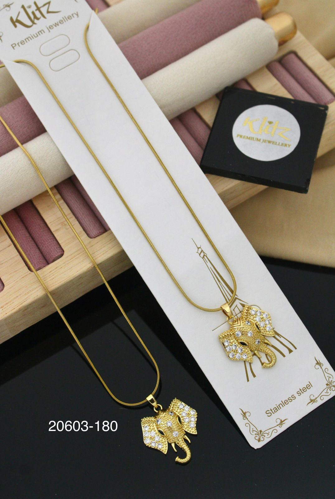 Premium Elephant Pendant Necklace  Stainless Steel