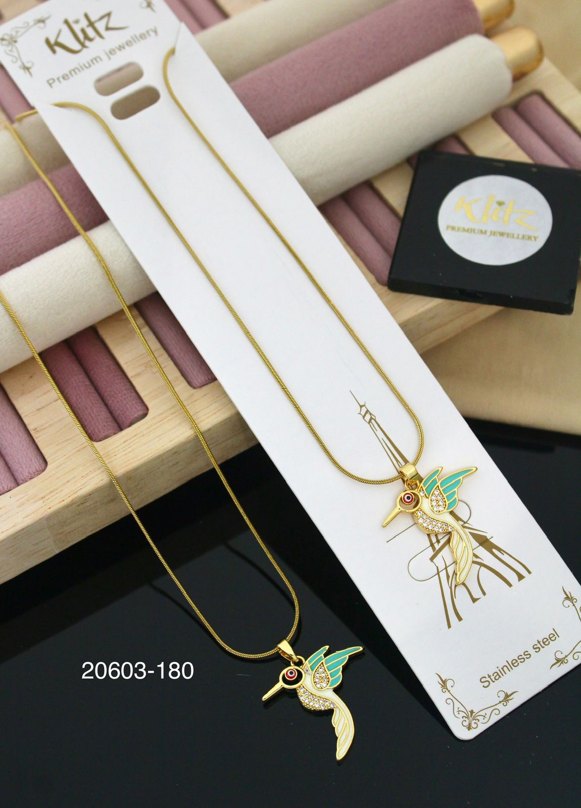 Elegant Bird Pendant Necklace  Stainless Steel