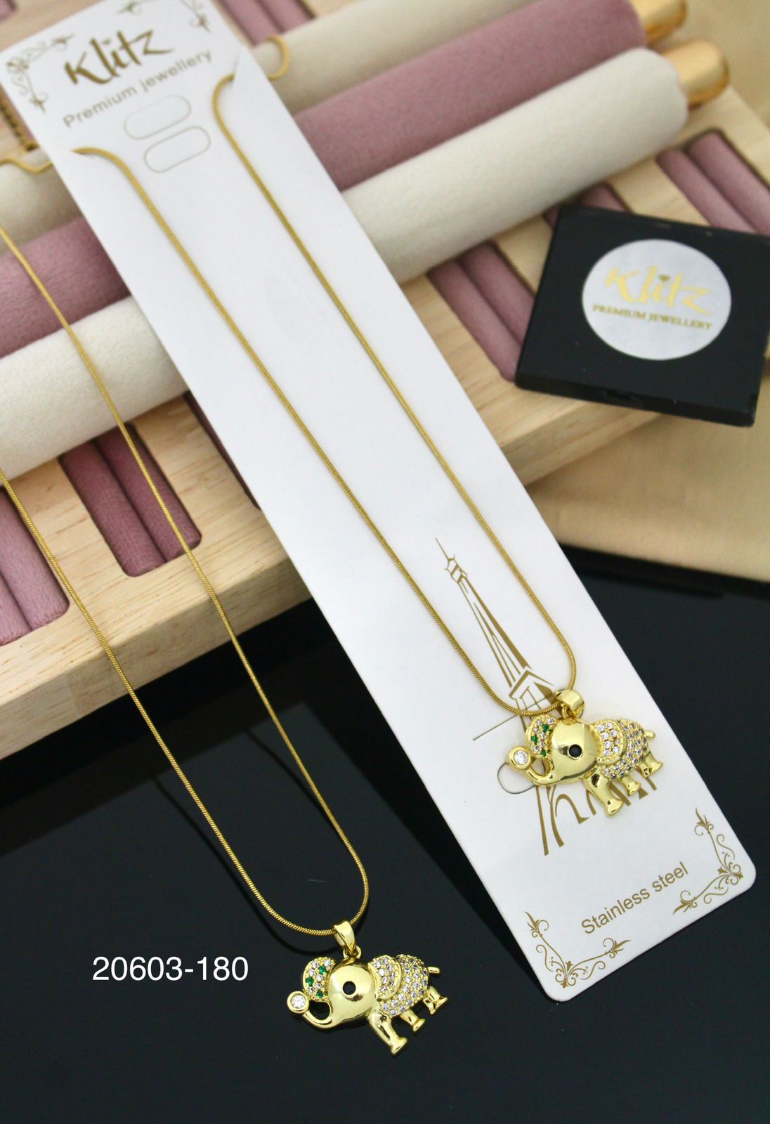 Elephant Pendant Necklace  Stainless Steel Jewelry