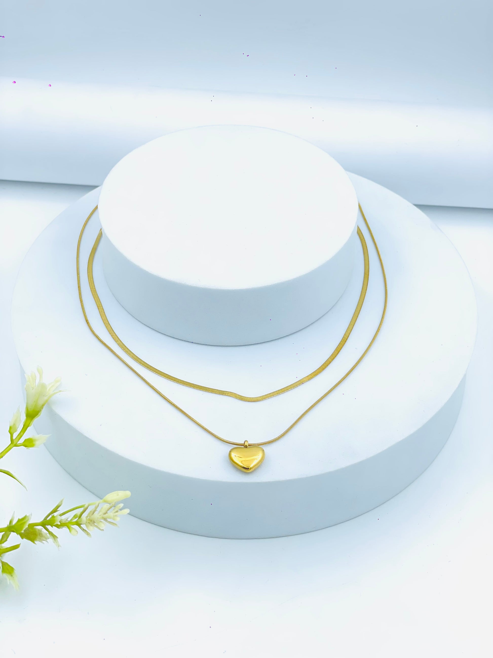 Elegant Gold Layered Heart Pendant Necklace