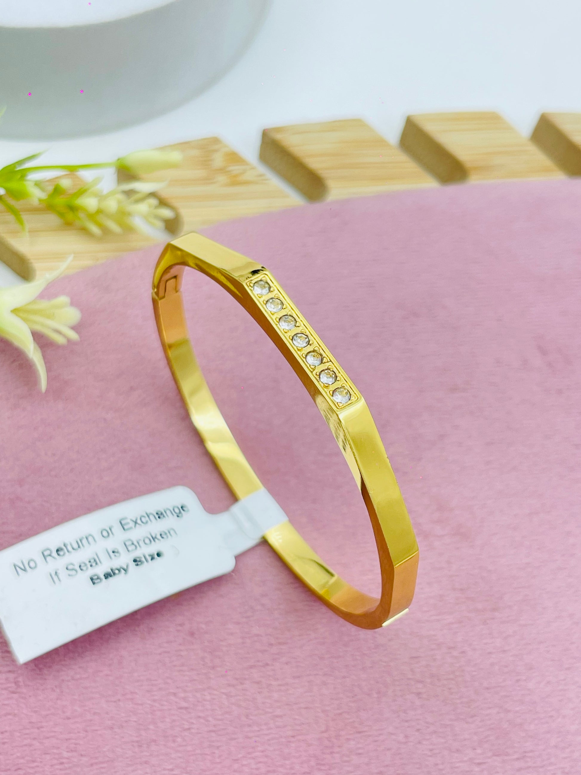 Elegant GoldPlated Baby Bracelet with Crystal Accents