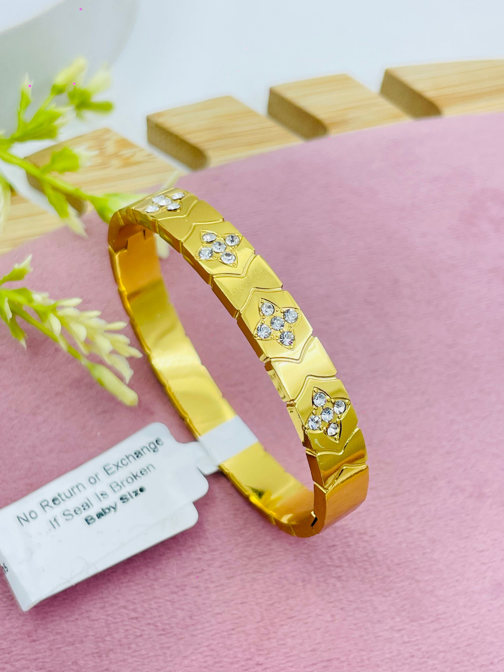 Elegant Gold Plated Bracelet with Diamond Accents