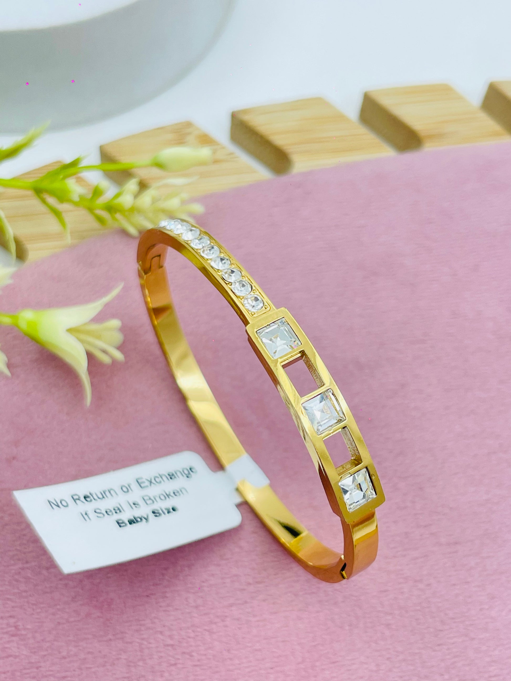 Elegant Gold Plated Square Crystal Bracelet