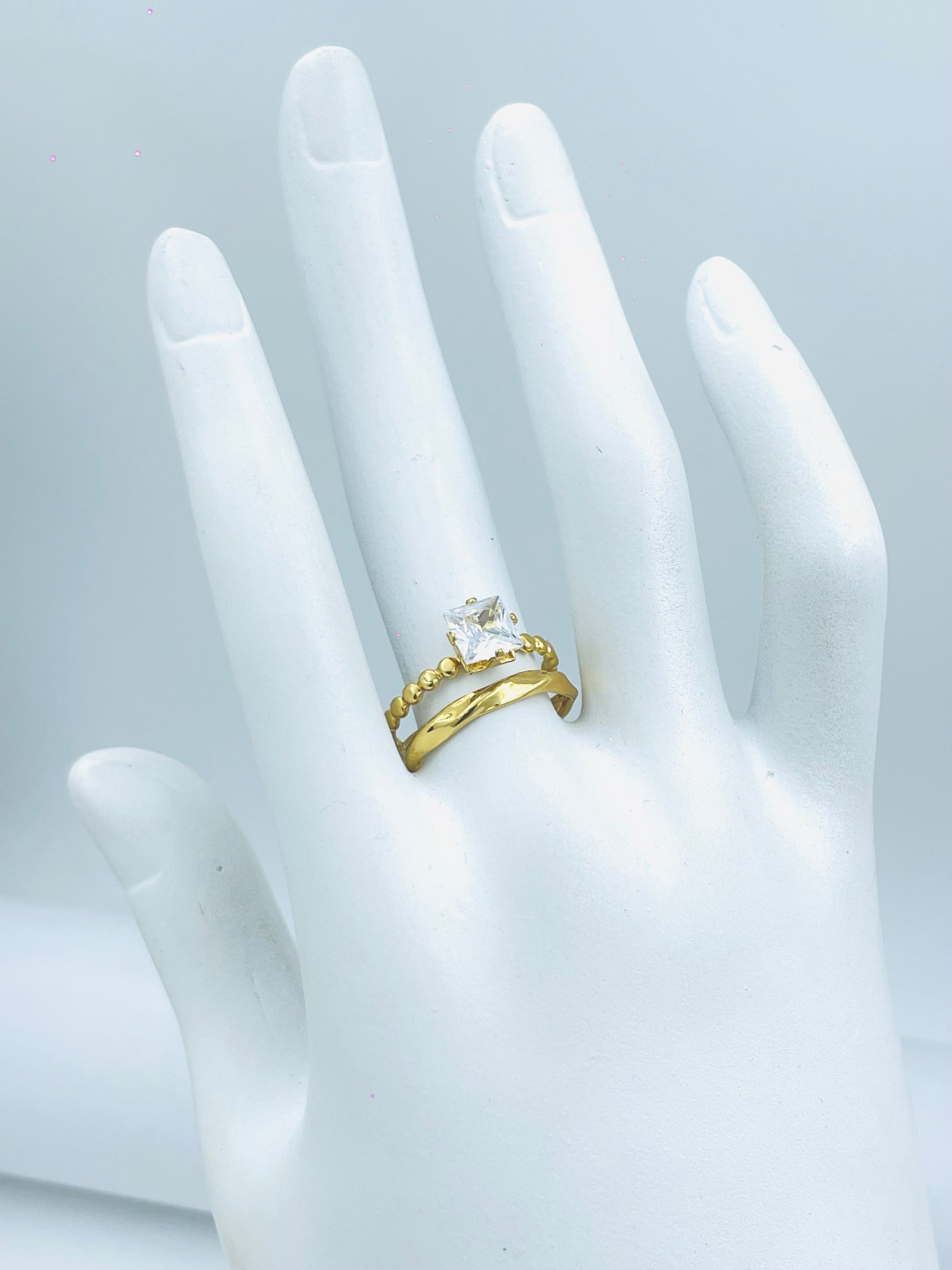 Elegant Gold and Diamond Ring Set