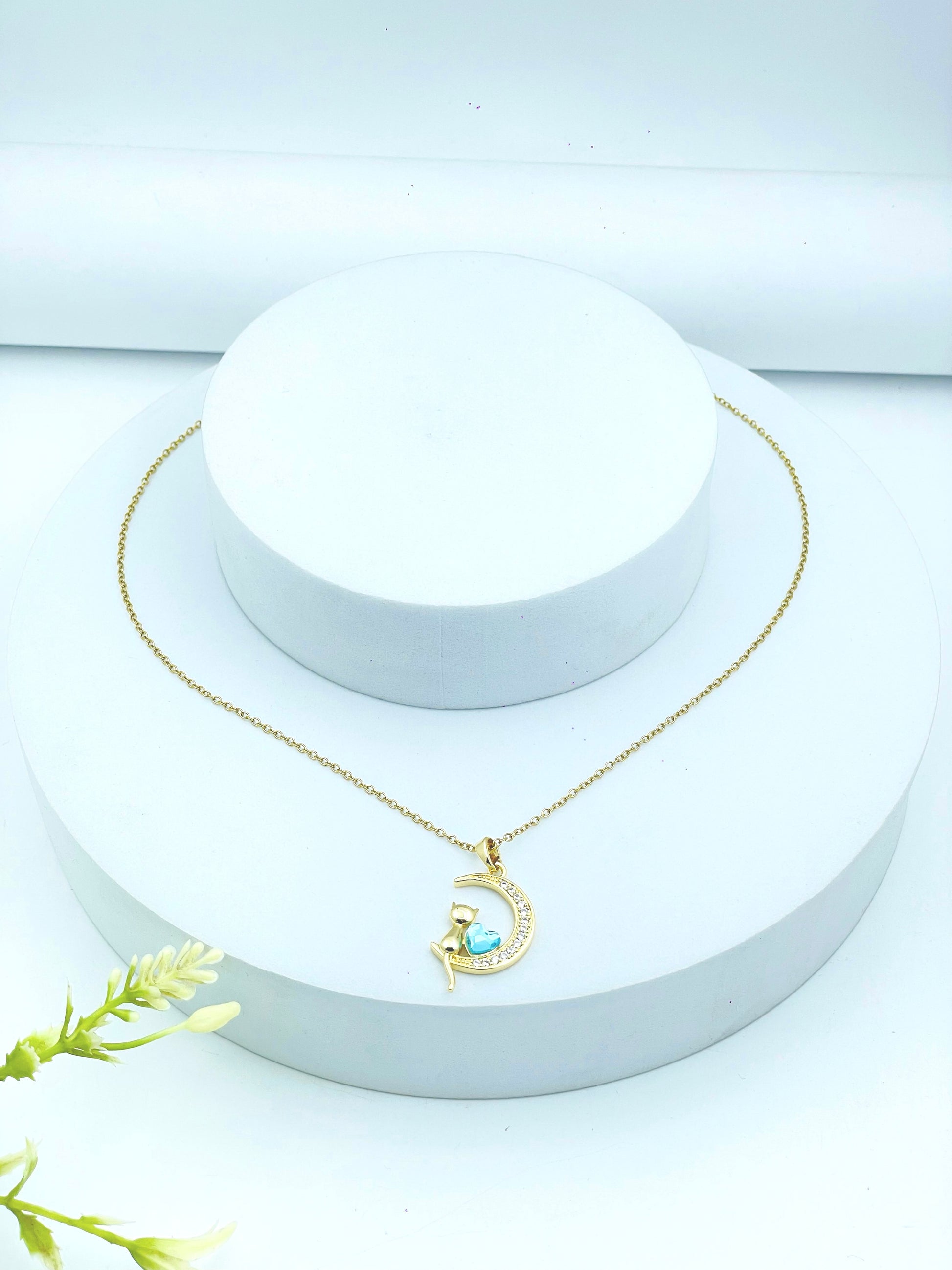 Elegant Gold Mermaid Pendant Necklace with Turquoise and Pink Accents