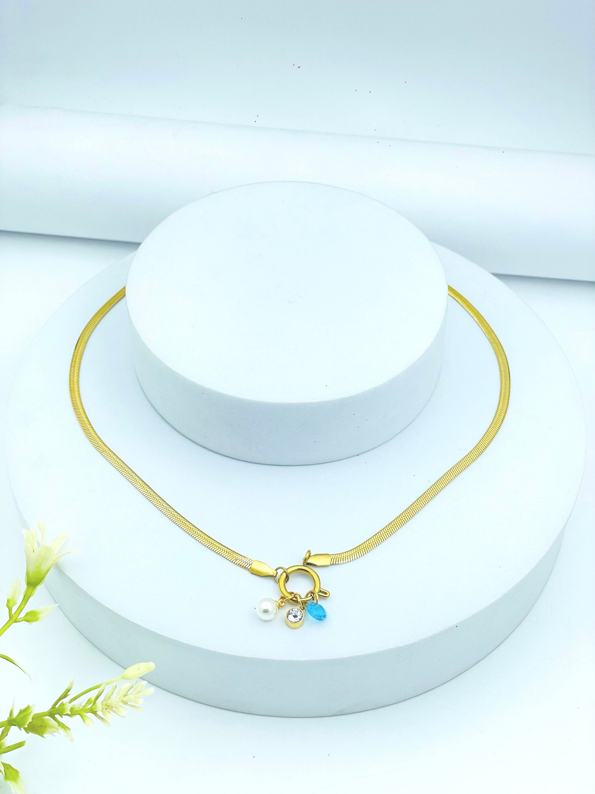 Elegant Gold Charm Necklace with Pendants