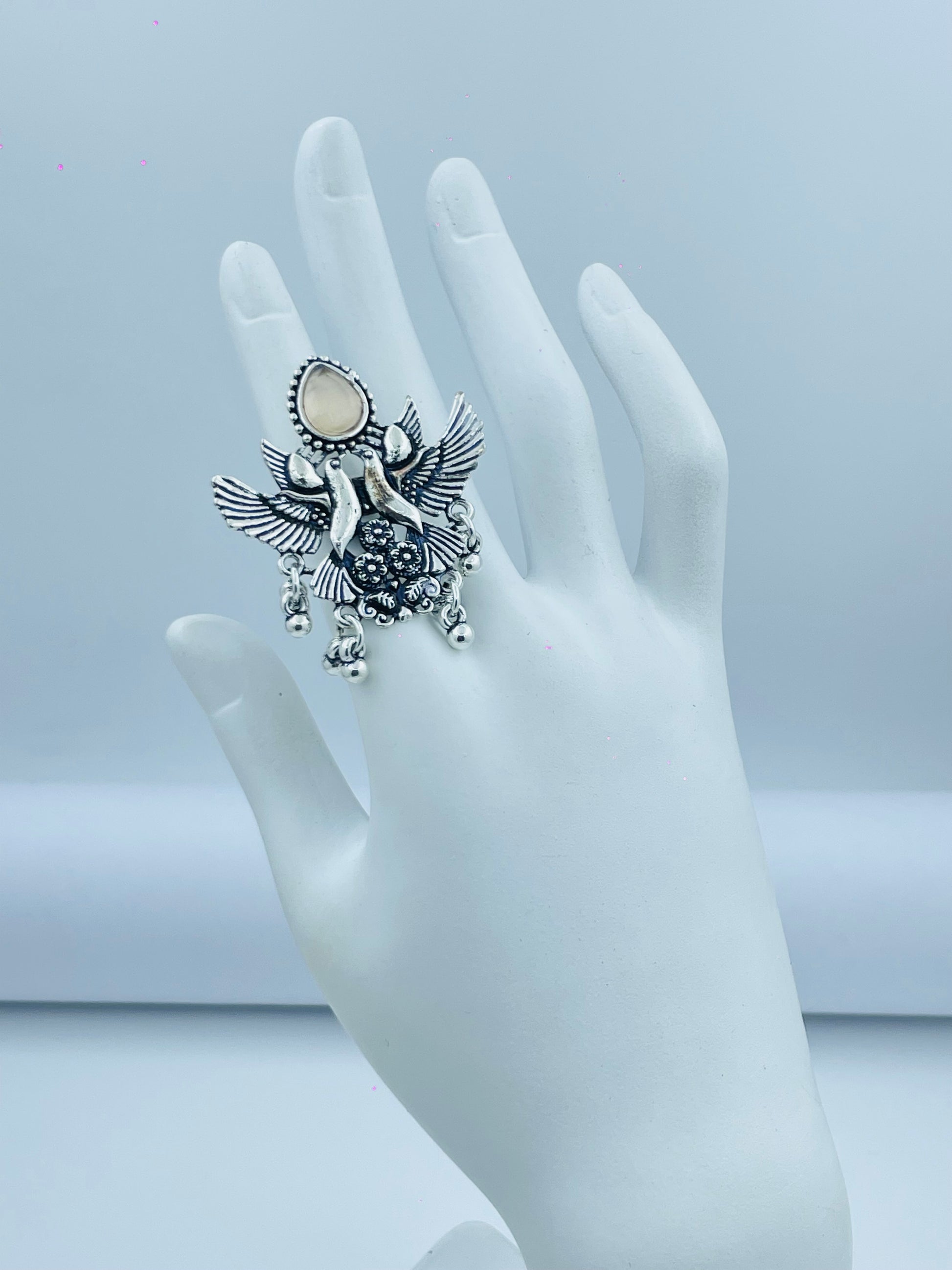 Bold Silver Eagle Motif Statement Ring