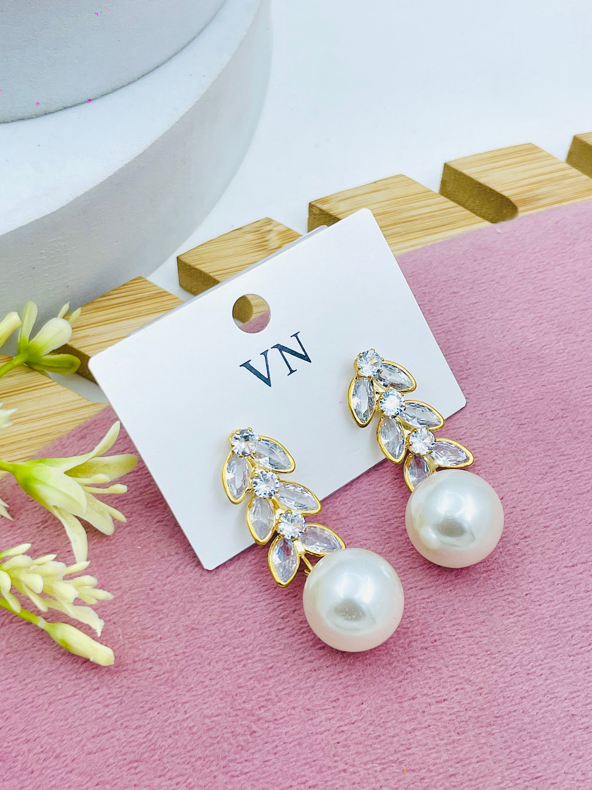 Elegant Pearl and Crystal Drop Earrings