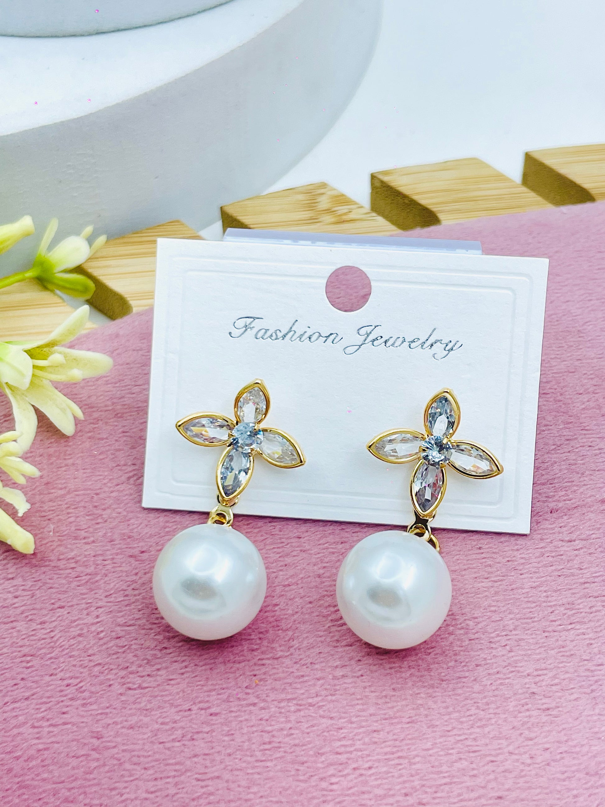 Elegant Gold Pearl Drop Earrings  Fashion Jewelry