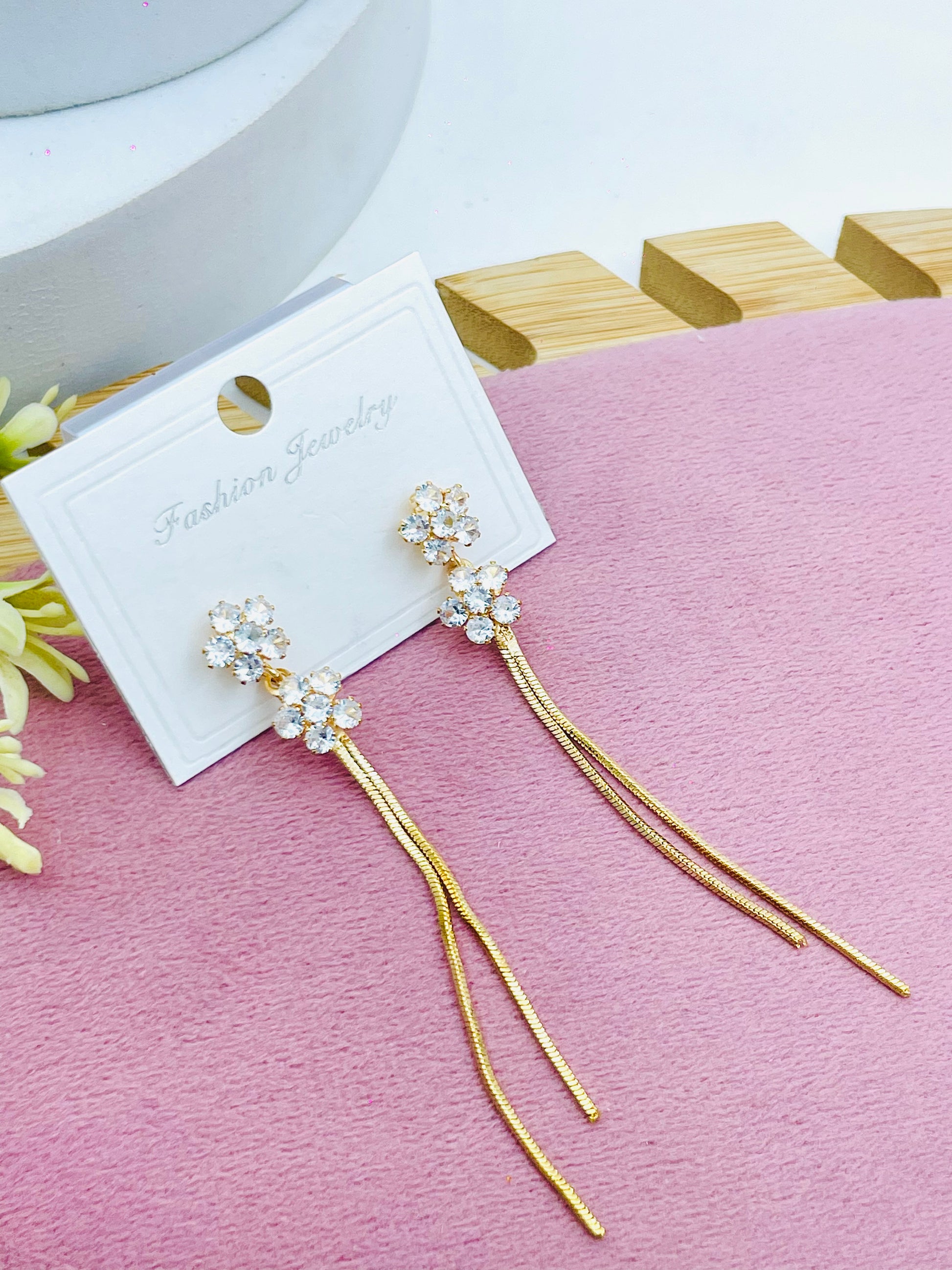 Elegant Floral Crystal Dangle Earrings  Fashion Jewelry