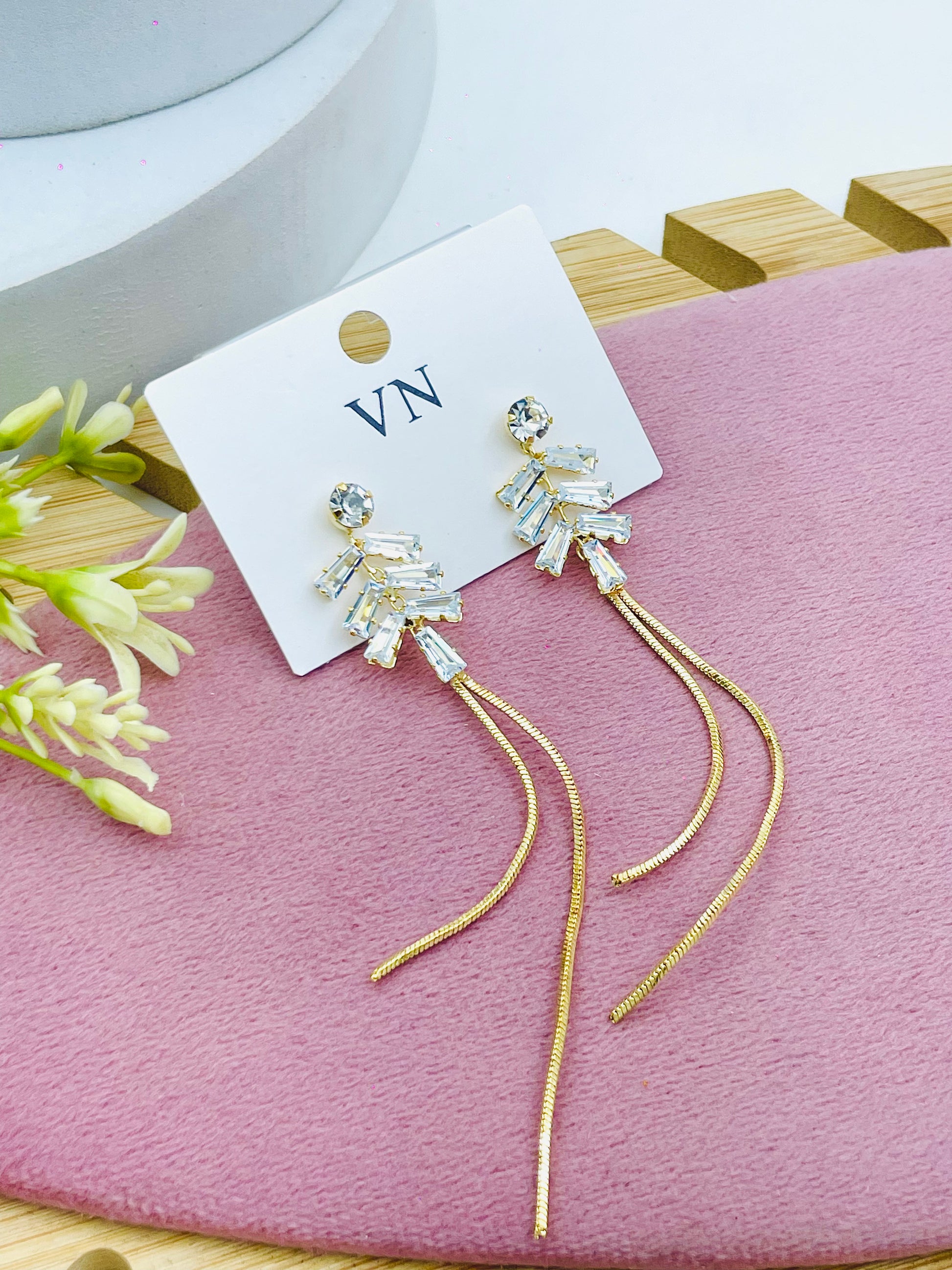 Elegant Crystal Drop Earrings  VN Collection