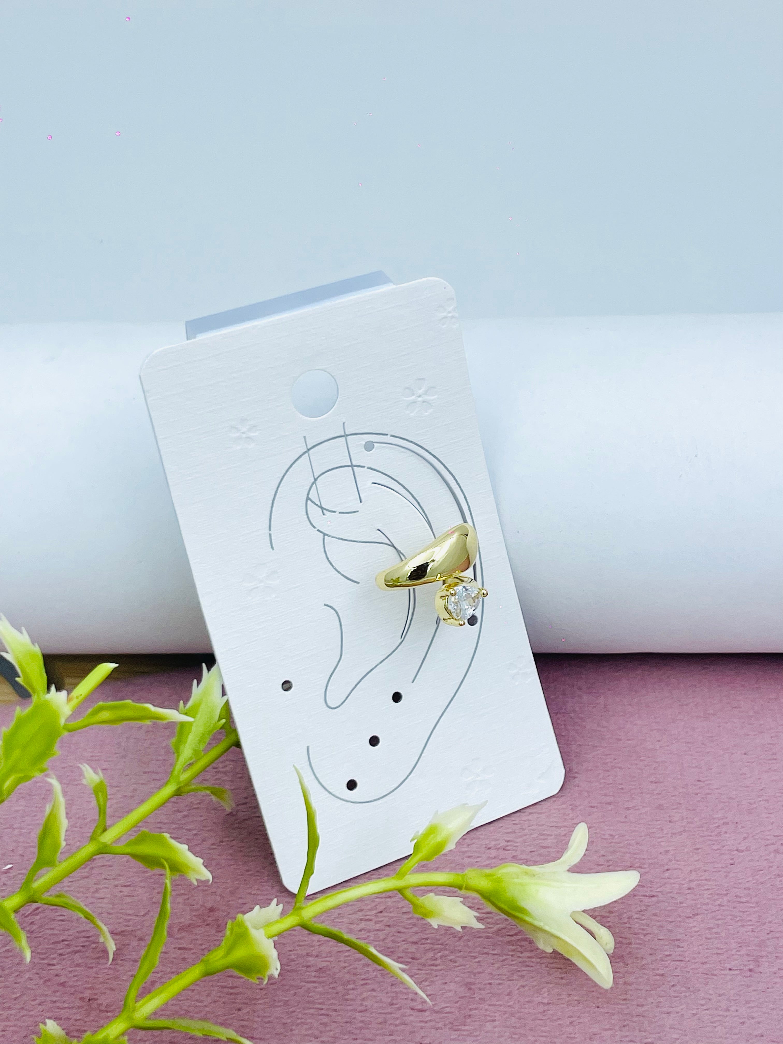 Elegant Gold Hoop Earring with Clear Gem Pack of 1