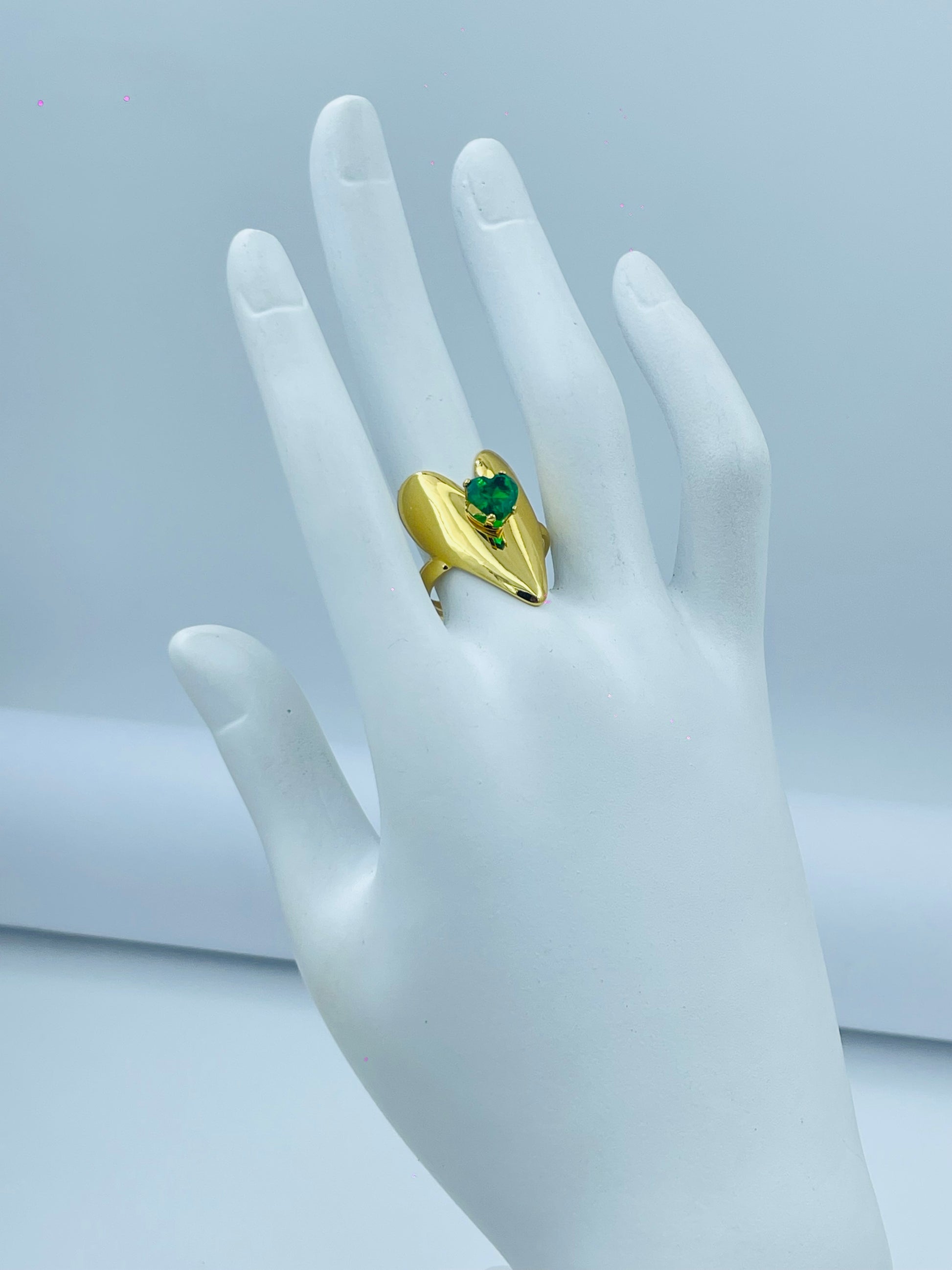 Elegant Emerald Gold Statement Ring