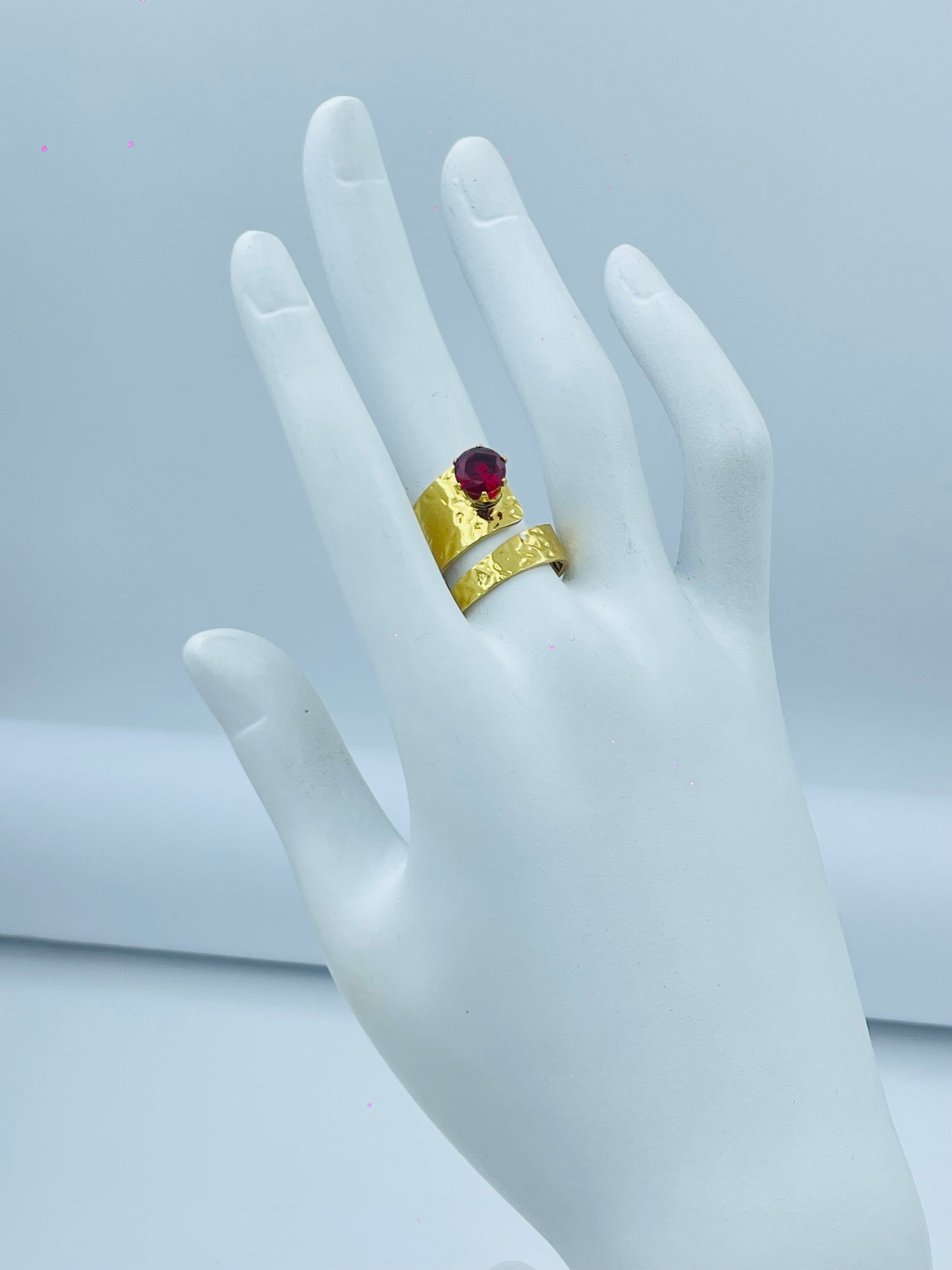 Elegant Gold Ring with Red Gemstone  Stylish Jewelry